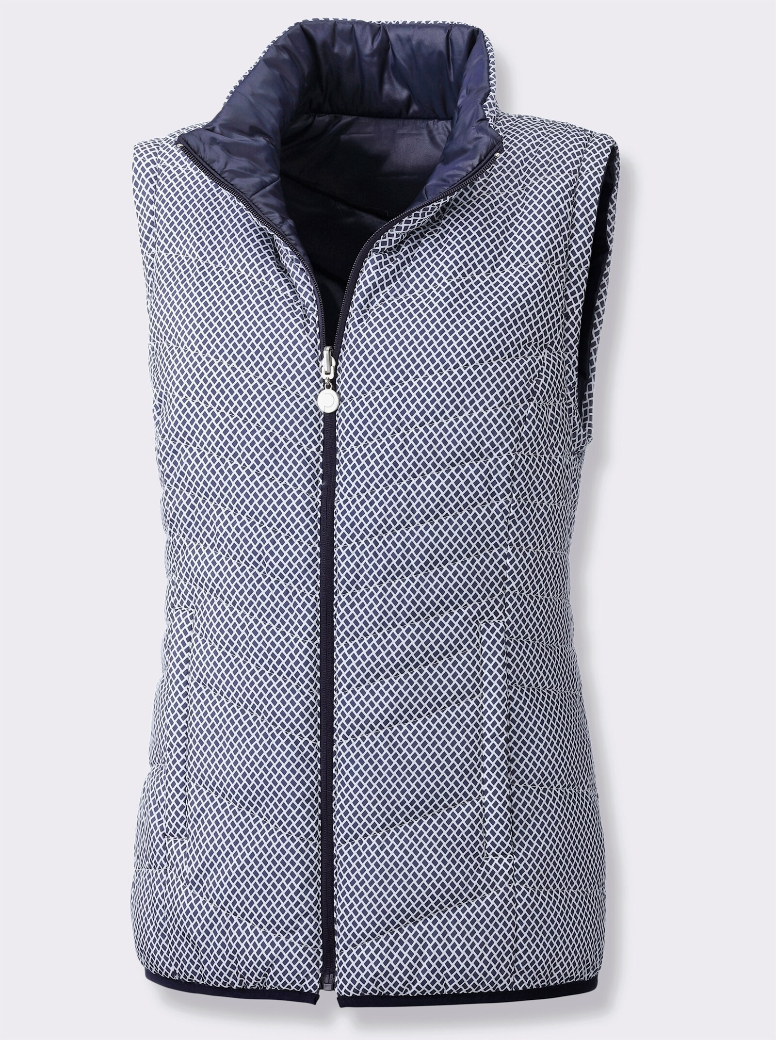 CREATION L PREMIUM Wendejacke mit abnehmbaren Ärmeln - marine-weiß-bedruckt