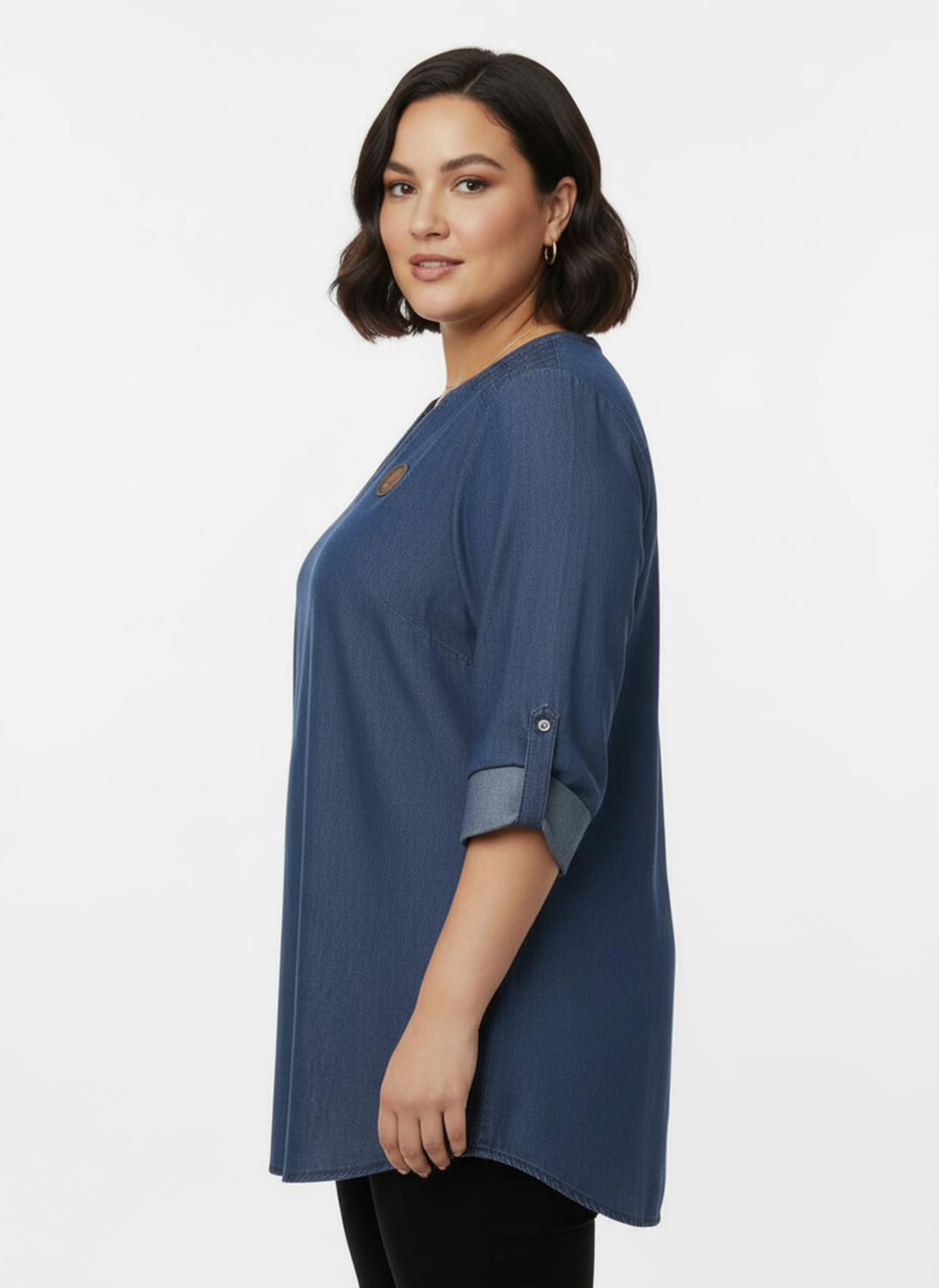 Jeanstunika mit Biesenverzierung - blue-bleached