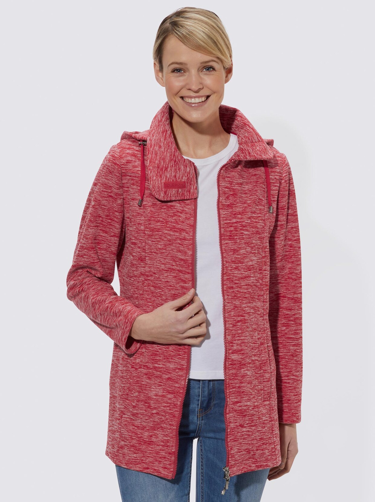 Fleecejacke - rot-meliert