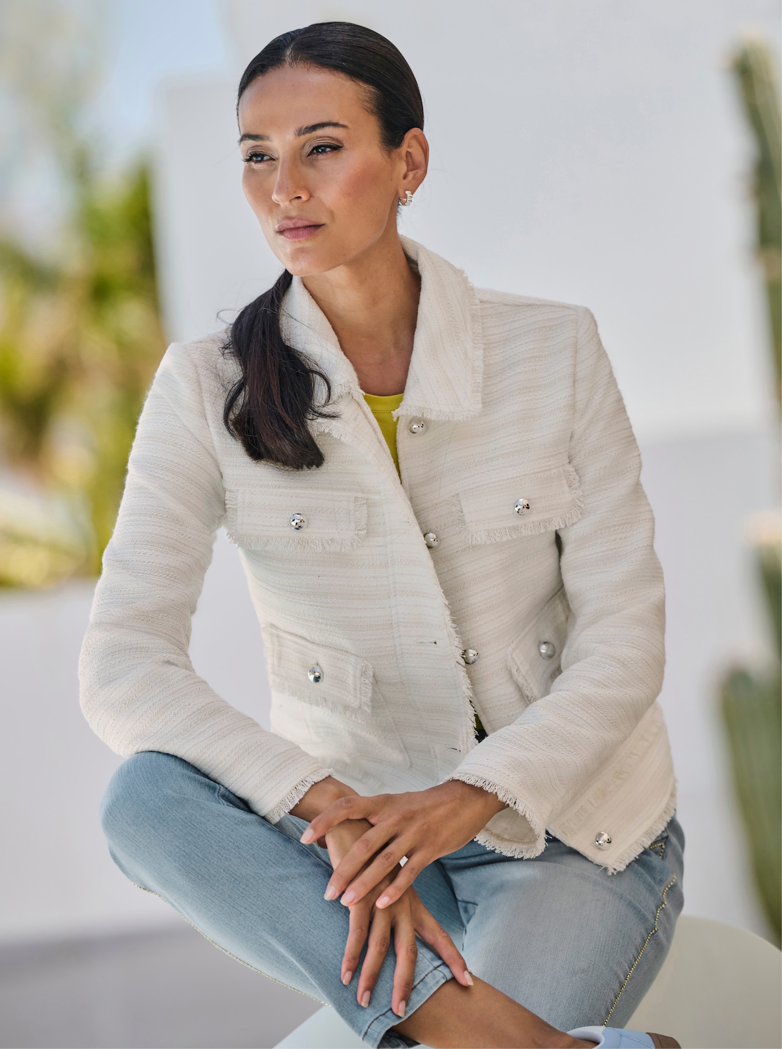 heine Blazer aus leichtem Bouclé - ecru