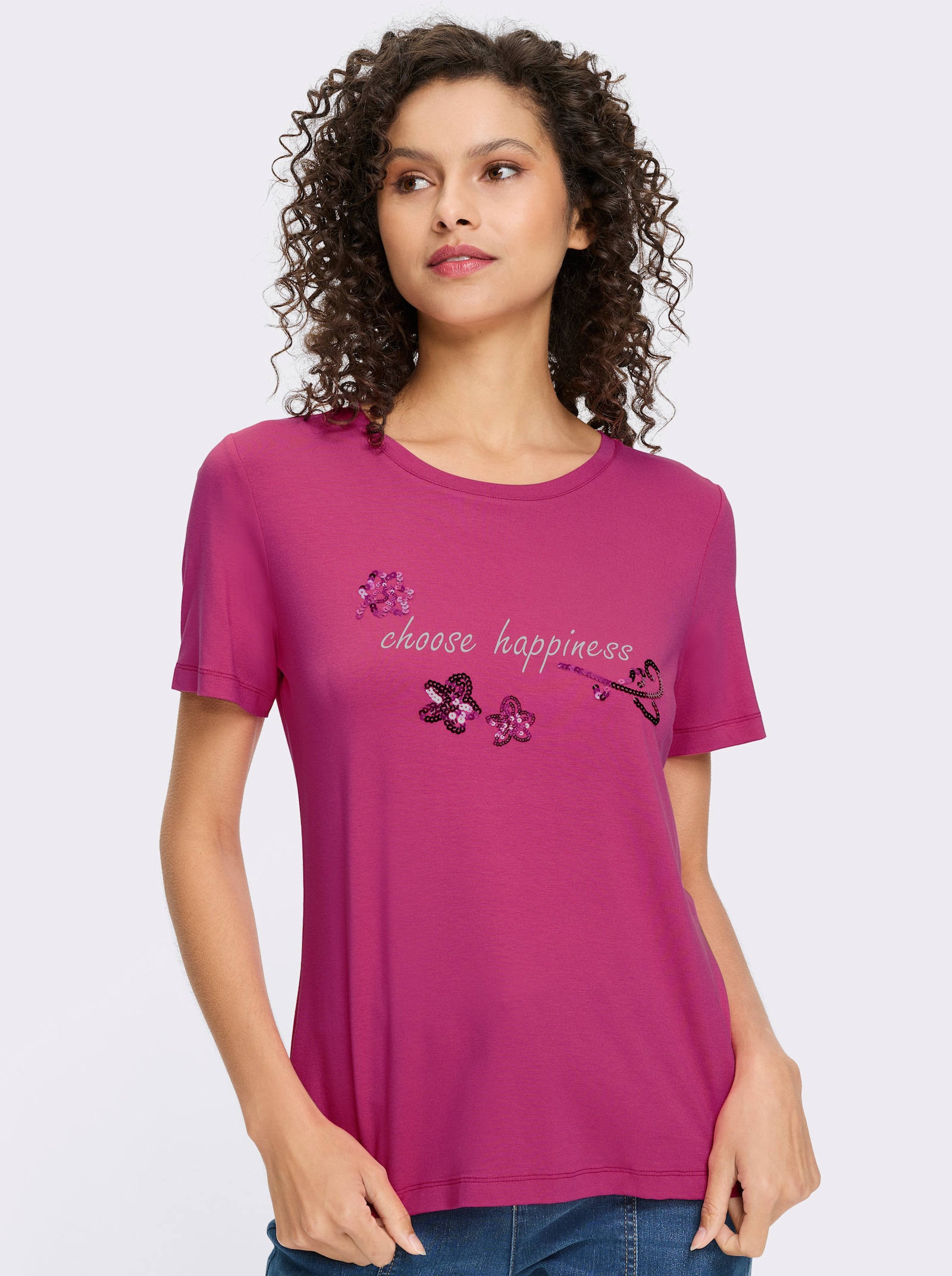 heine T-shirt à manches courtes avec inscription - fuchsia