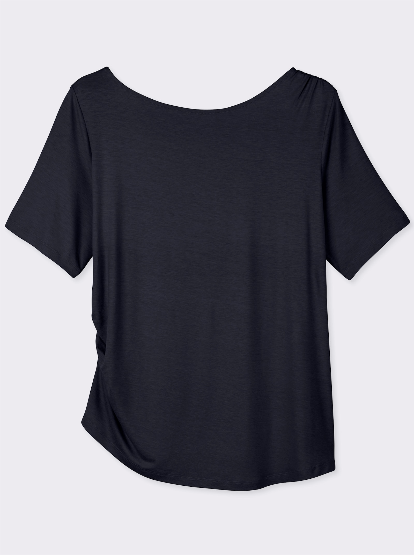 sheego Shirt mit Drapierungen in der Taille - tiefblau