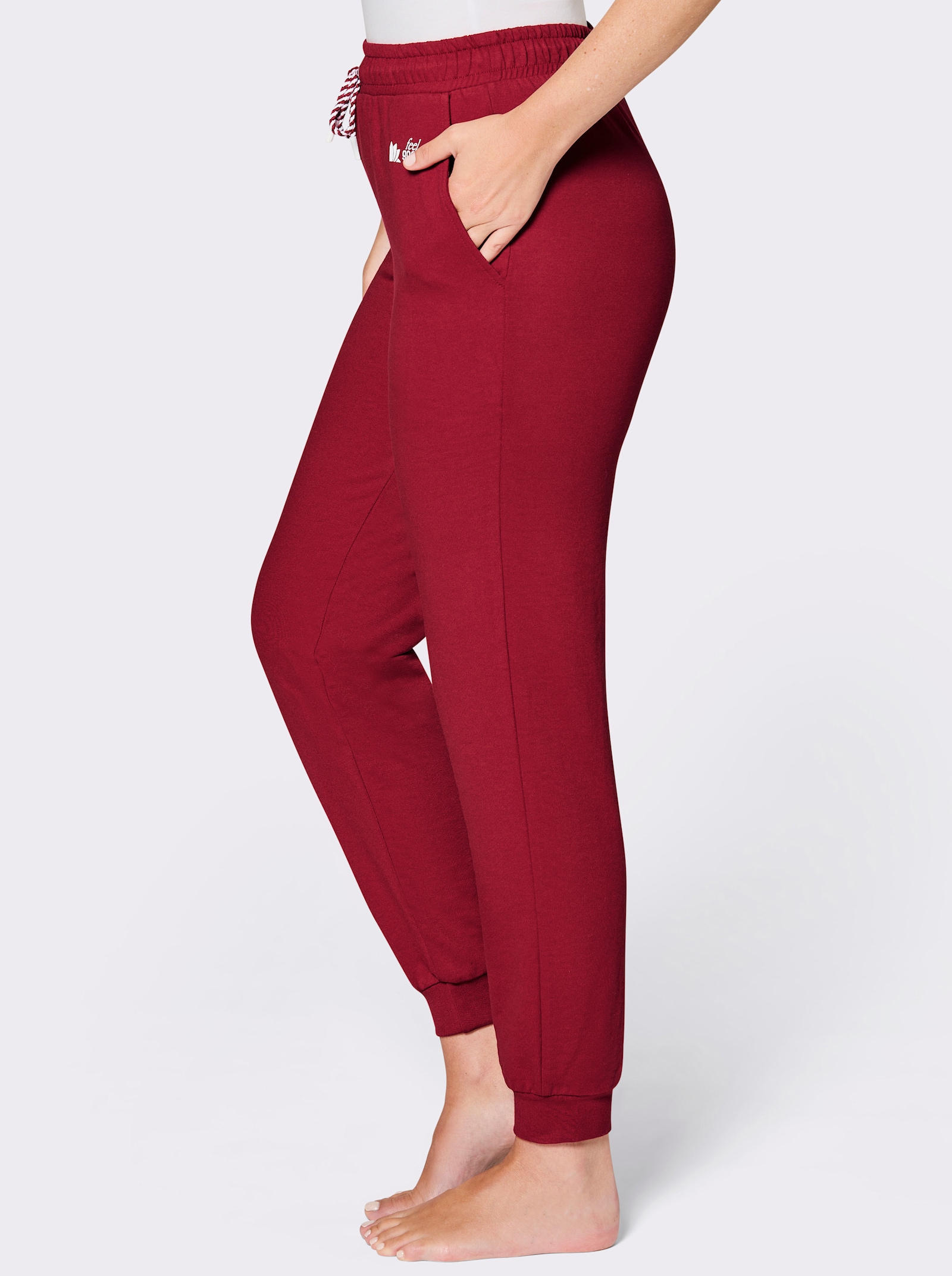 feel good Dehnbund-Hose mit Saumbündchen - kirsche-weiß