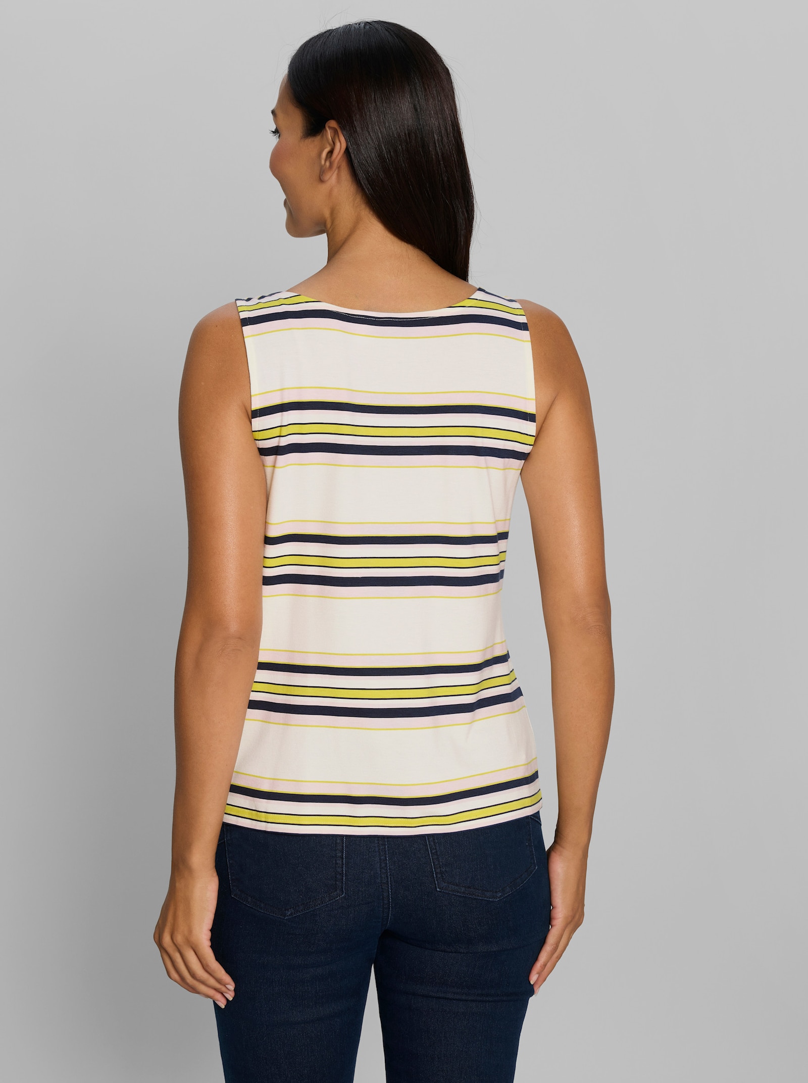 heine Shirttop mit Streifen und Glitzersteinen - ecru-marine-geringelt