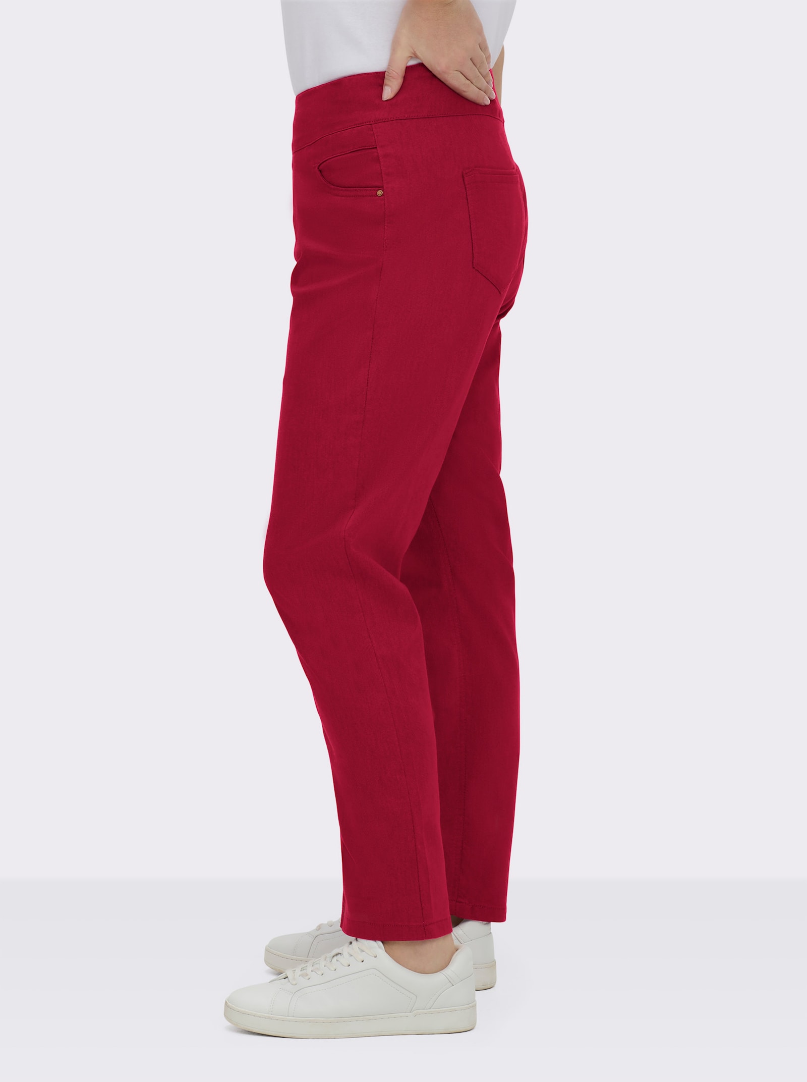 Schlupfhose mit hohem Dehnbund - rot