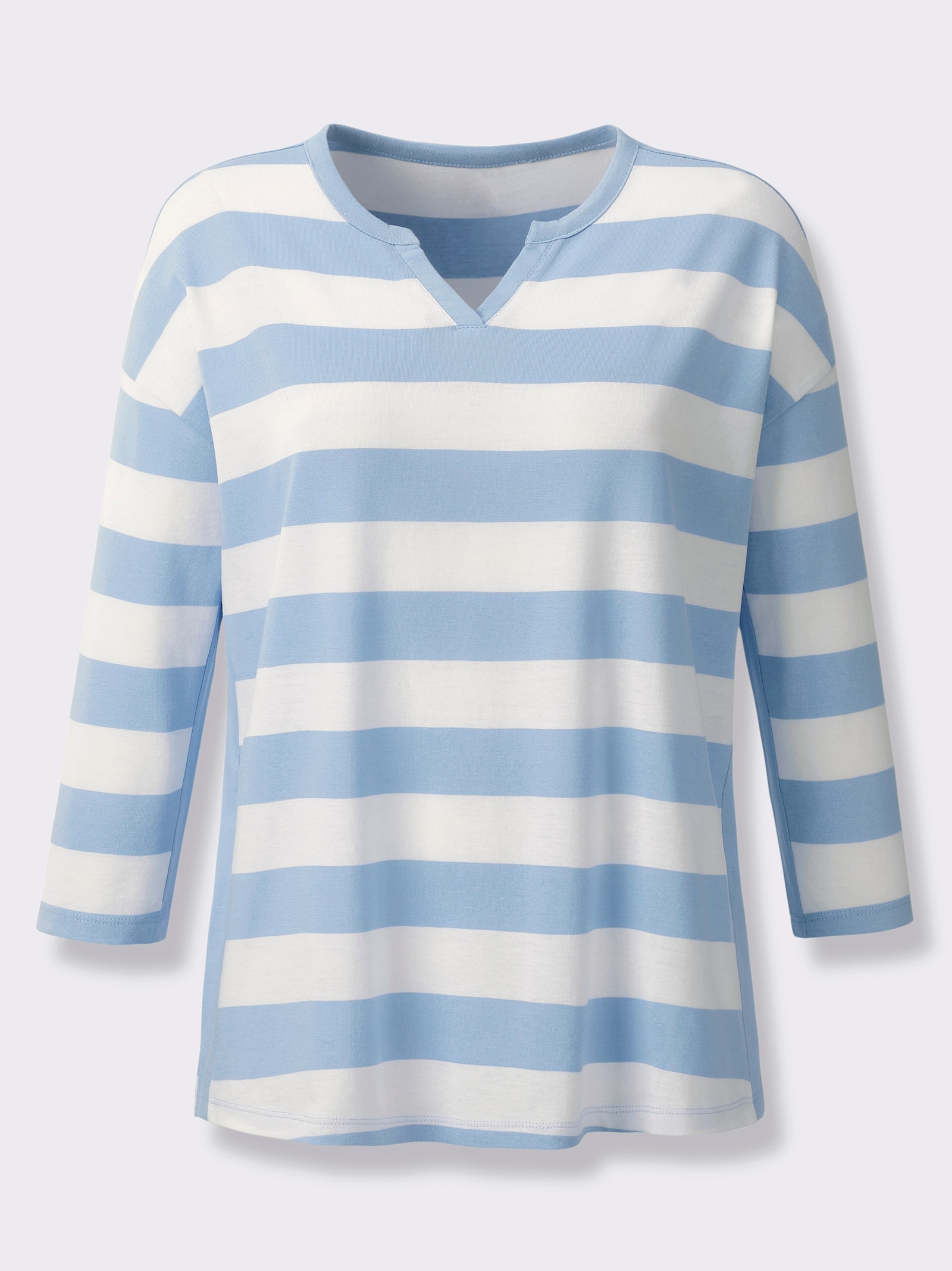 heine Streepjesshirt met inzetten opzij - ijsblauw/wit gestreept