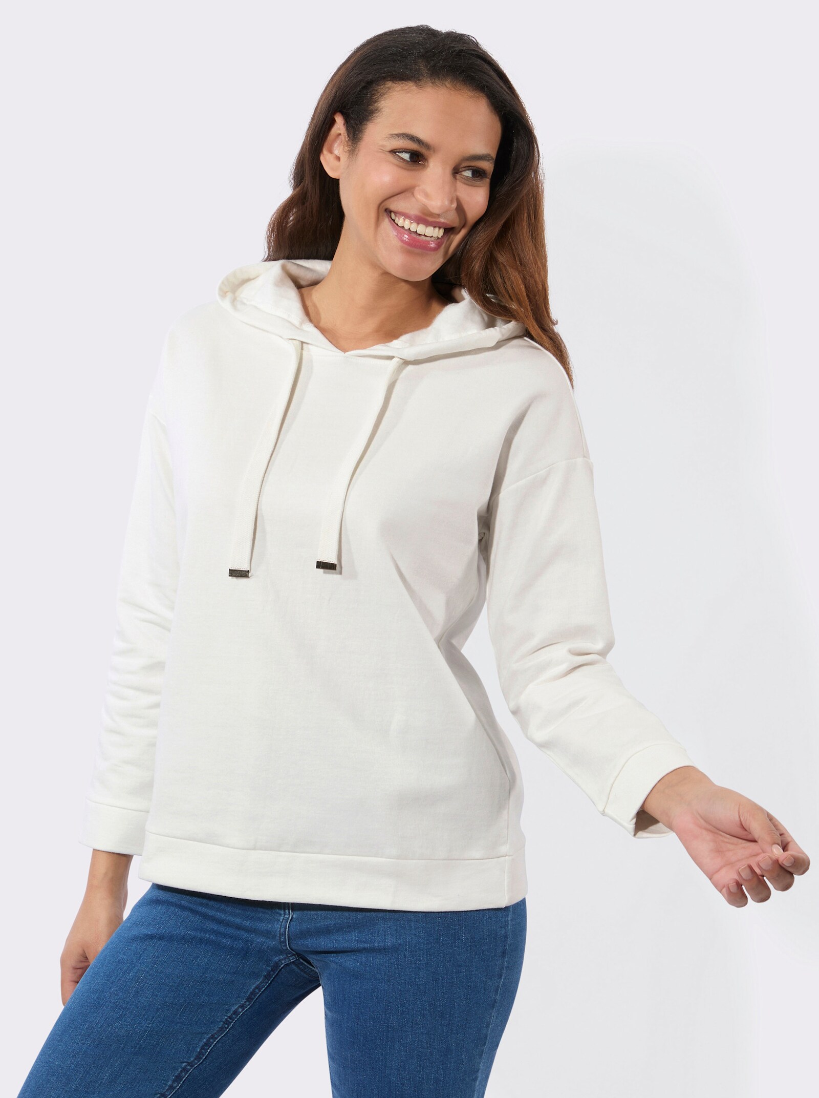 Sweatshirt mit Kapuze - ecru