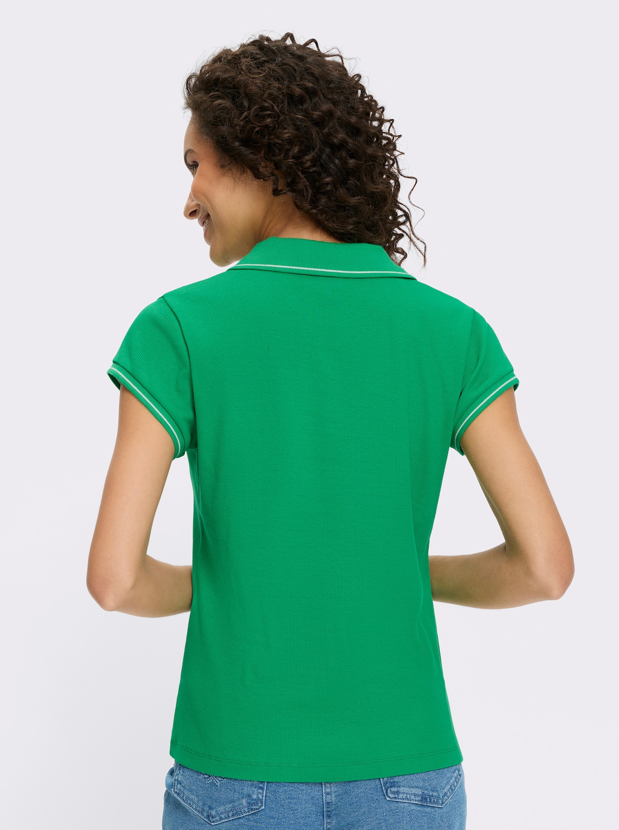 heine Poloshirt mit Ripp-Struktur - grasgrün