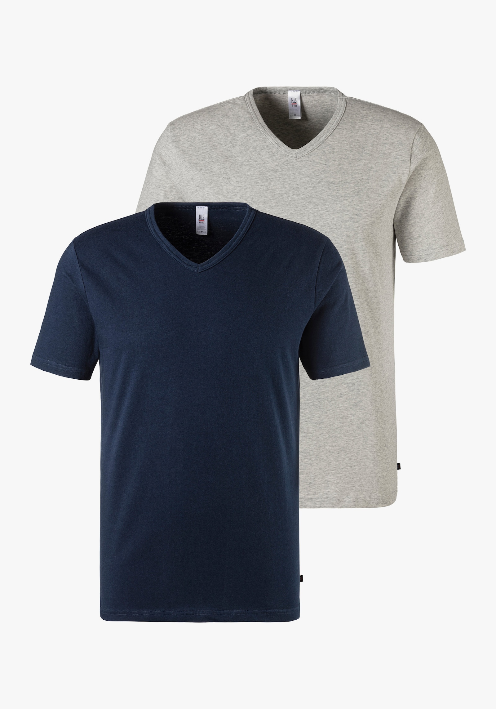 H.I.S Unterziehshirt - marine, grau-meliert
