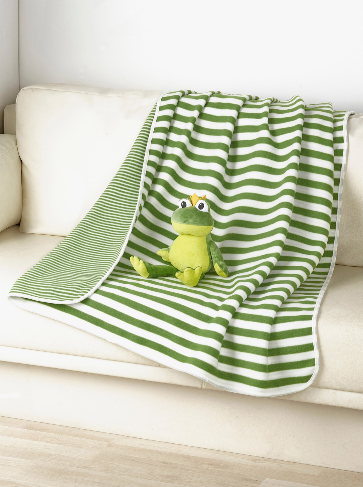 Decke mit Frosch - grün