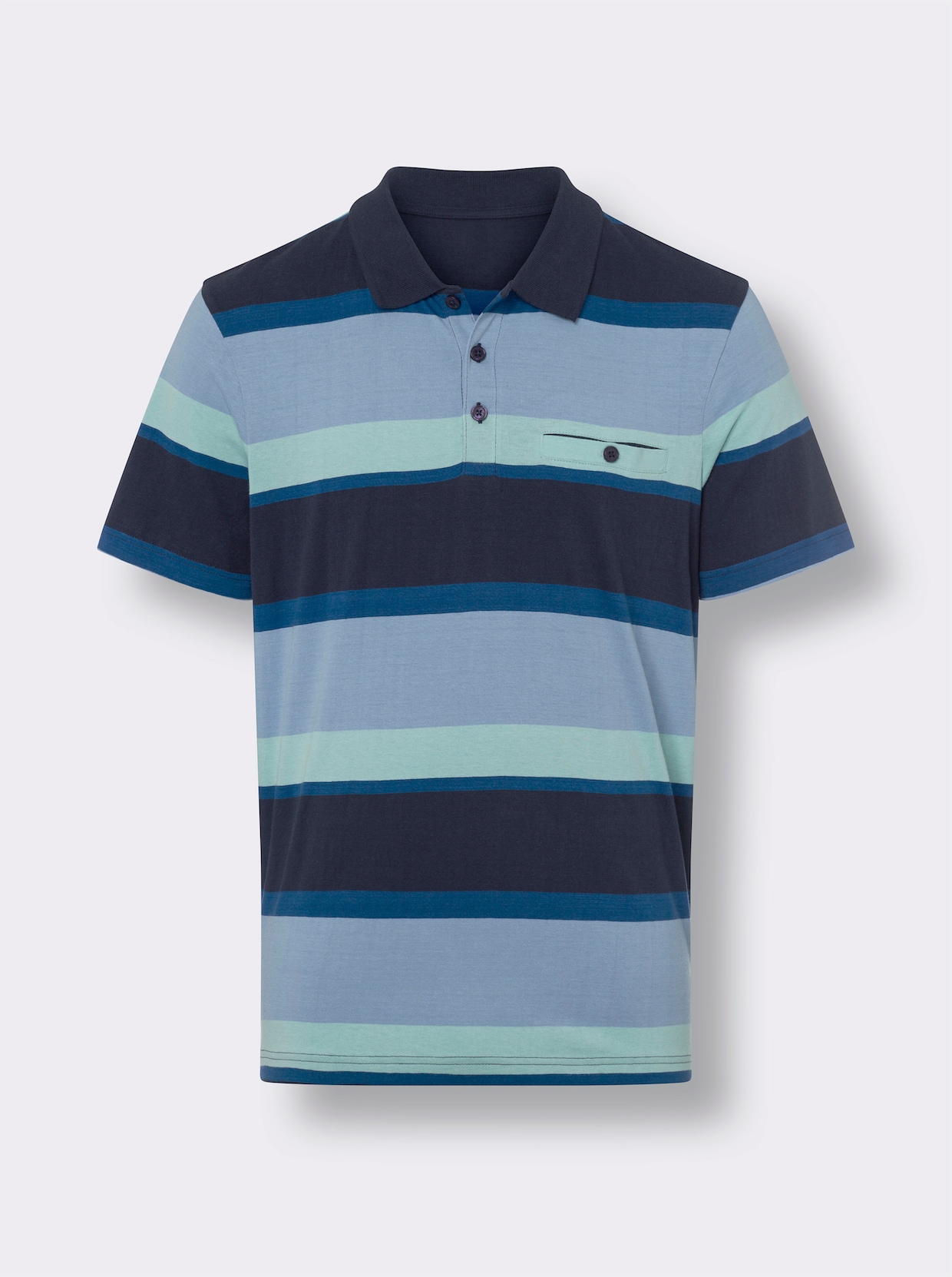 Poloshirt - marine-royalblau-geringelt