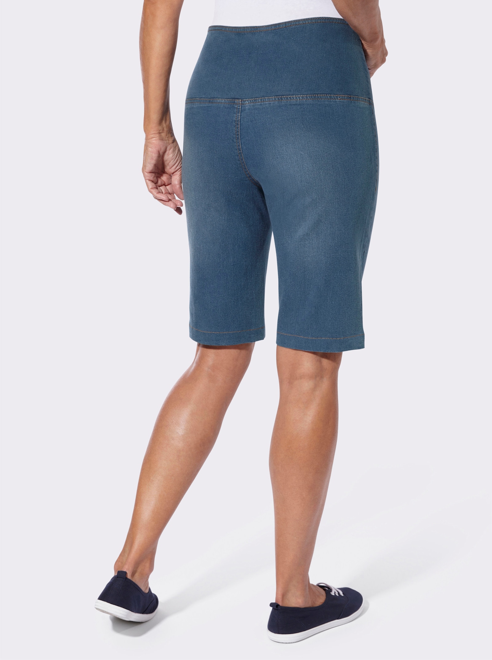 Jeansbermudas mit seitlichem Reißverschluss - blue-bleached
