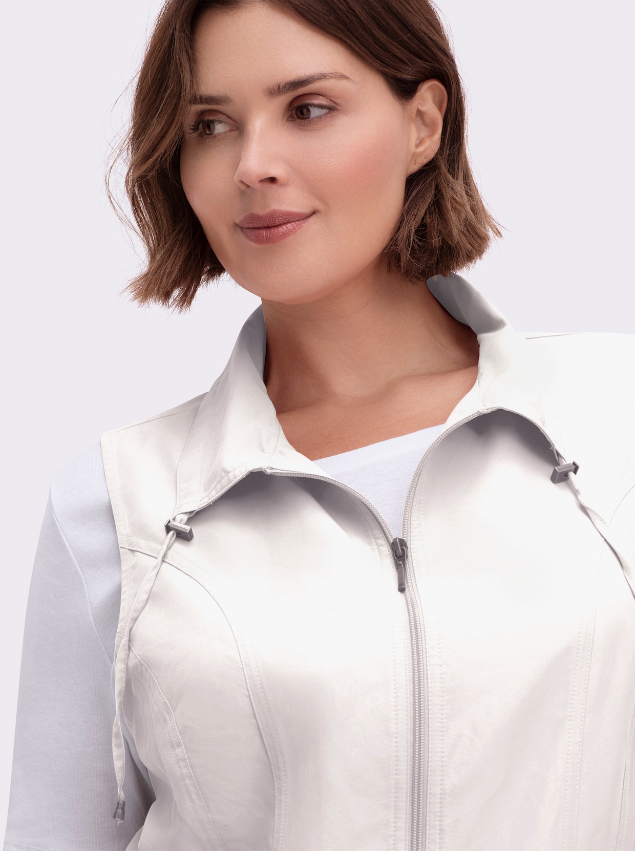 Longweste aus Microfaser - ecru