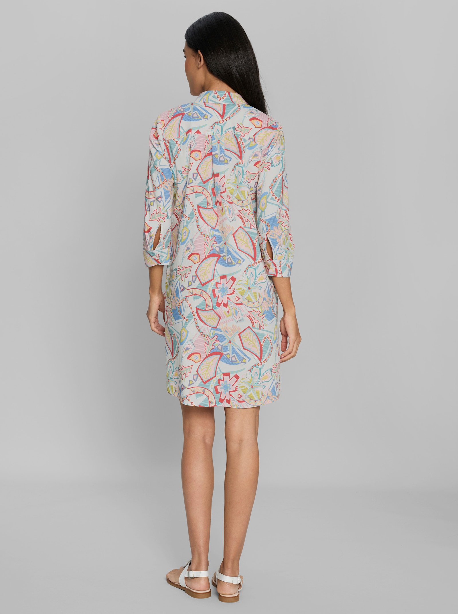 heine Druckkleid mit 3/4-Arm - ecru-hellrosé-bedruckt