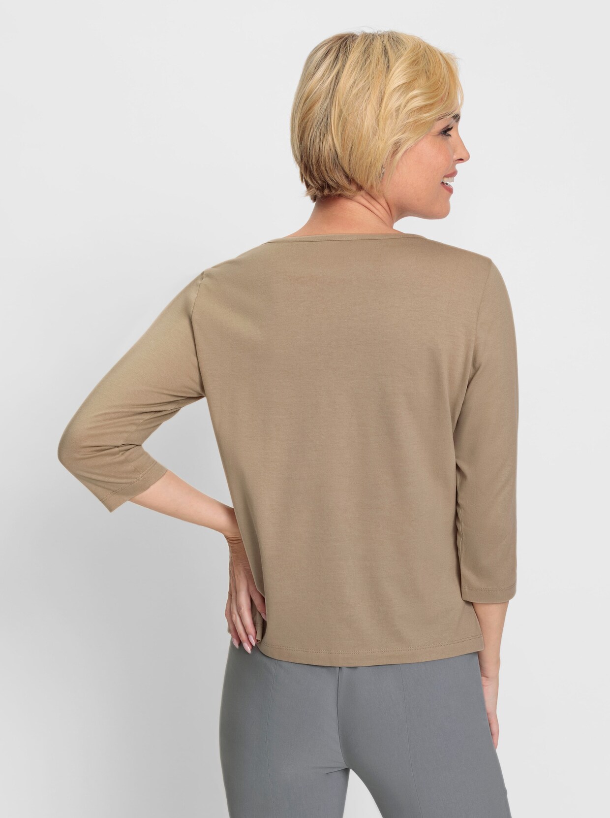 Shirt met ronde hals - beige