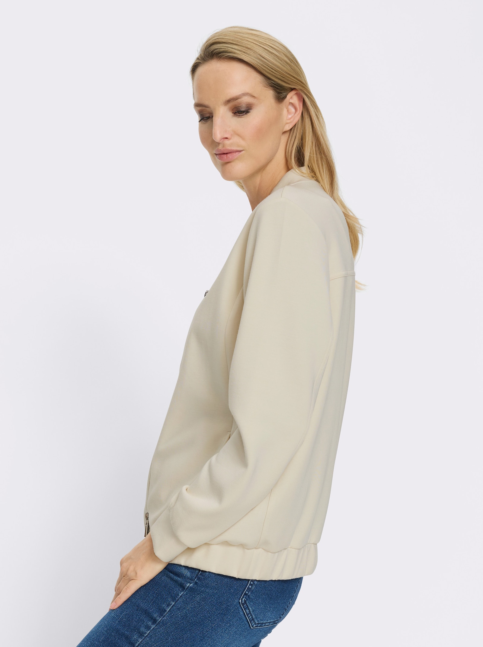 heine Shirtjacke mit 2-Wege-Reissverschluss - champagner