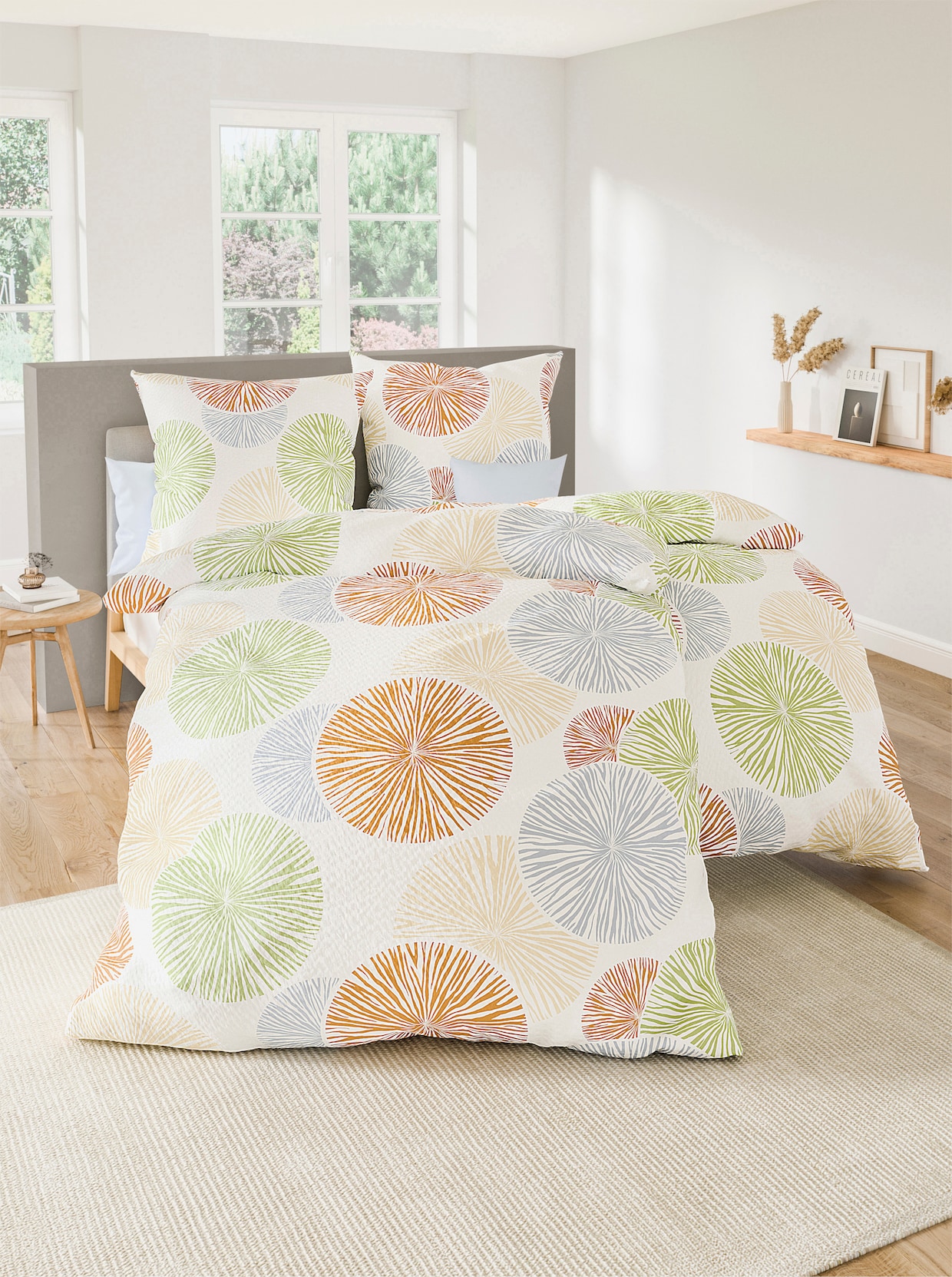 Dormisette Bettwäsche - weiß-apricot-bedruckt