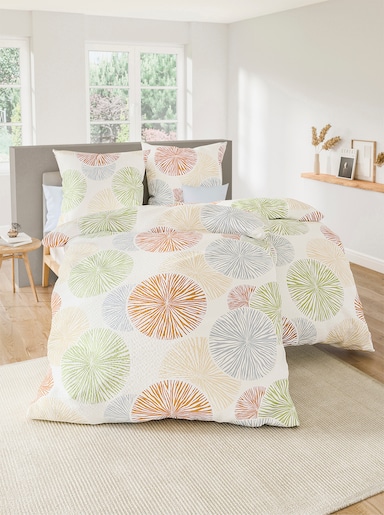 Dormisette Bettwäsche - weiß-apricot-bedruckt
