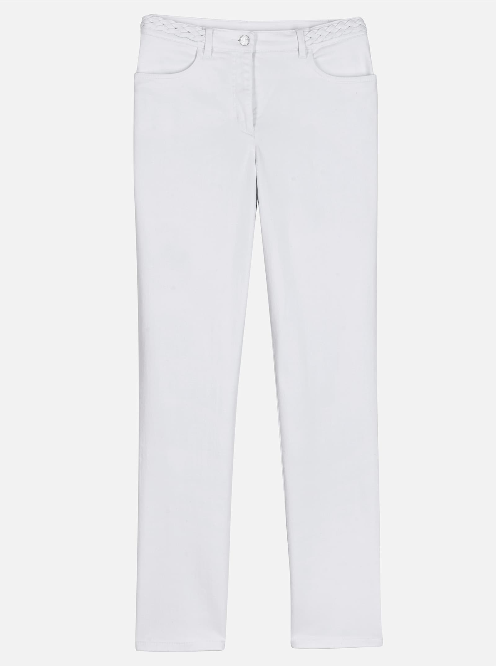 Cosma Jeans met gevlochten kabelgedeelte op de band - wit