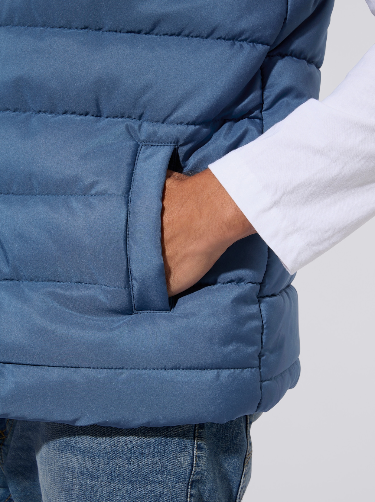 Steppweste mit Stehkragen - jeansblau