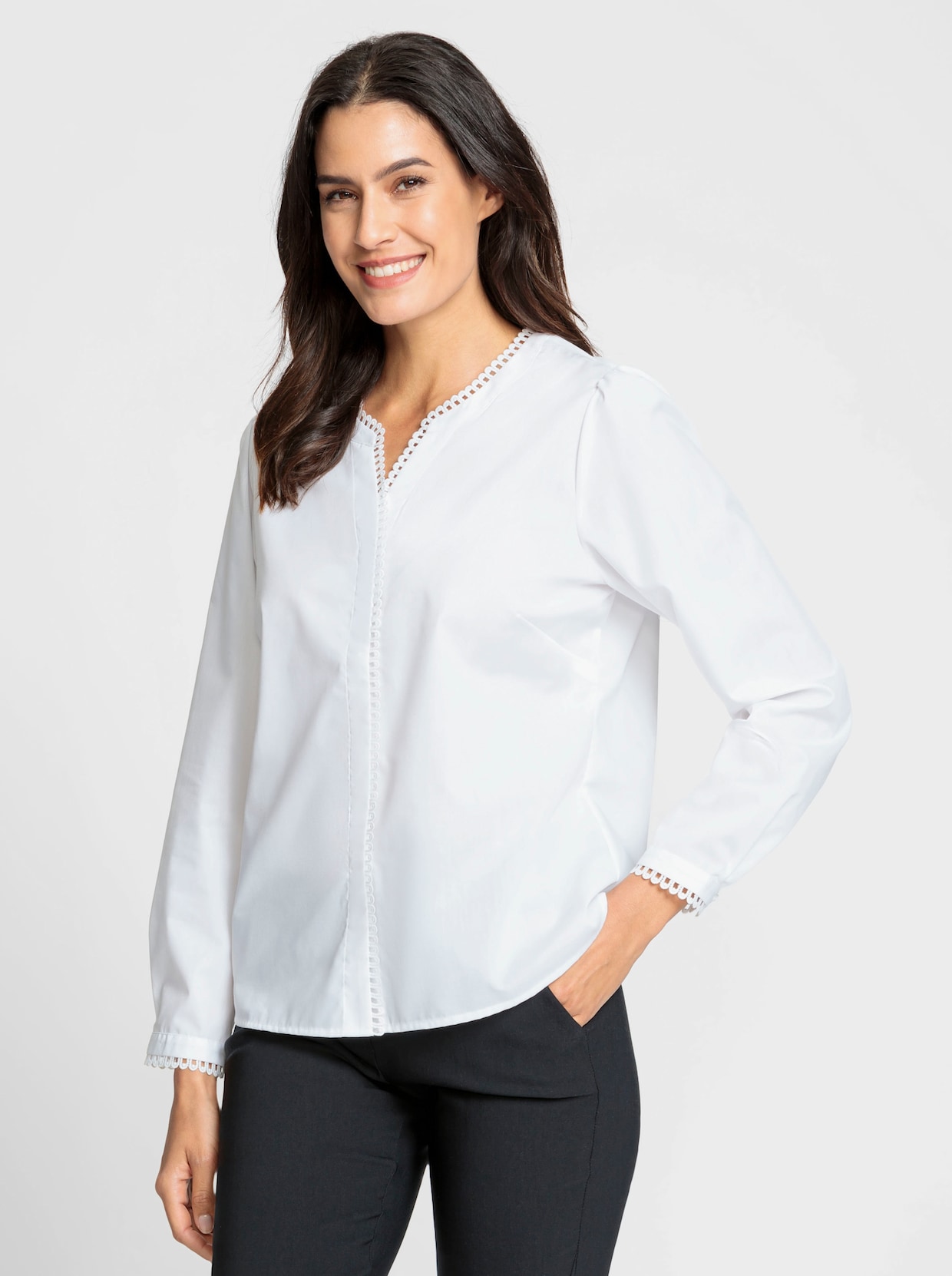 Langarm-Bluse - ecru