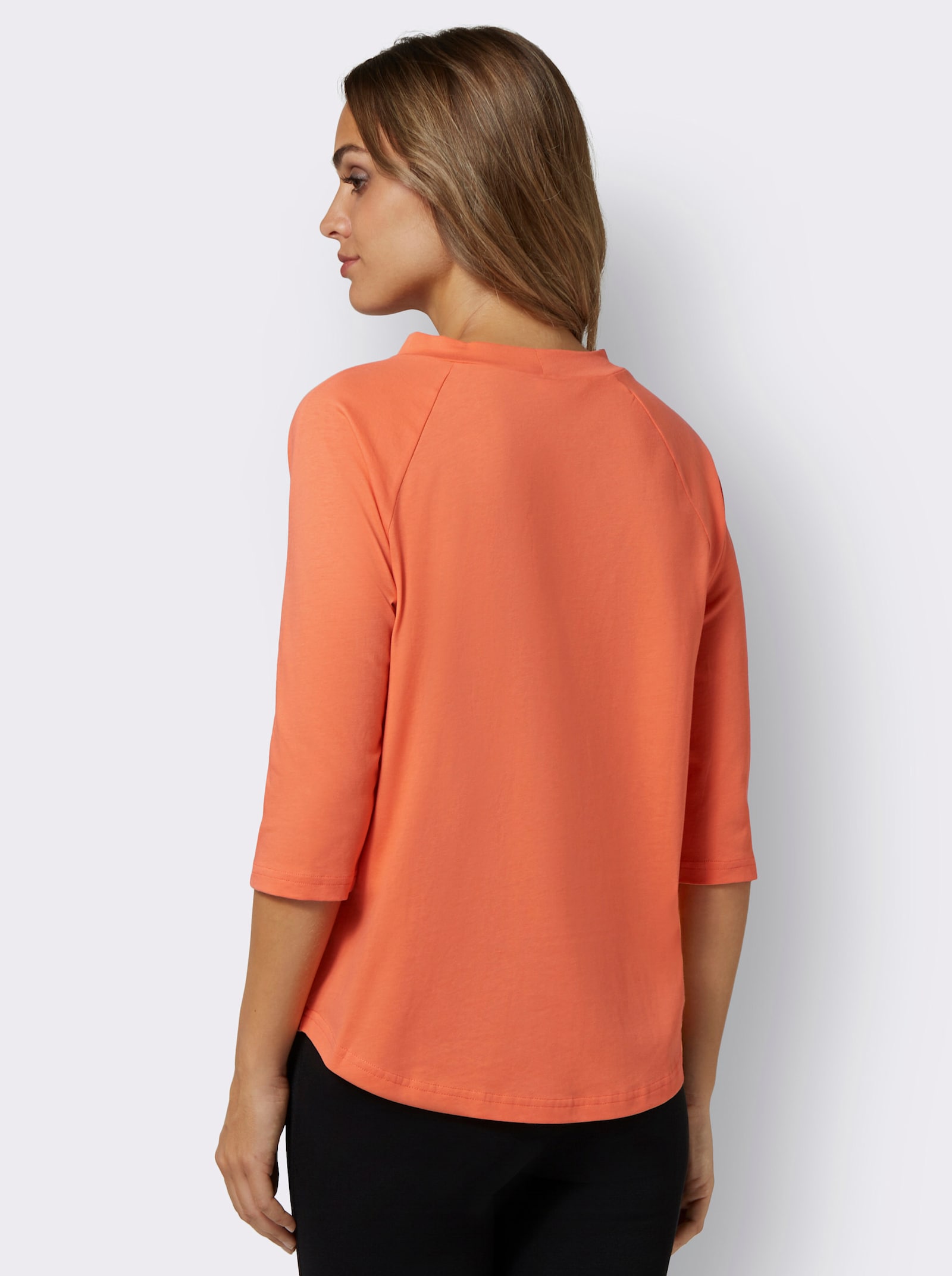 3/4-Arm-Shirt mit Kelchkragen - mandarine