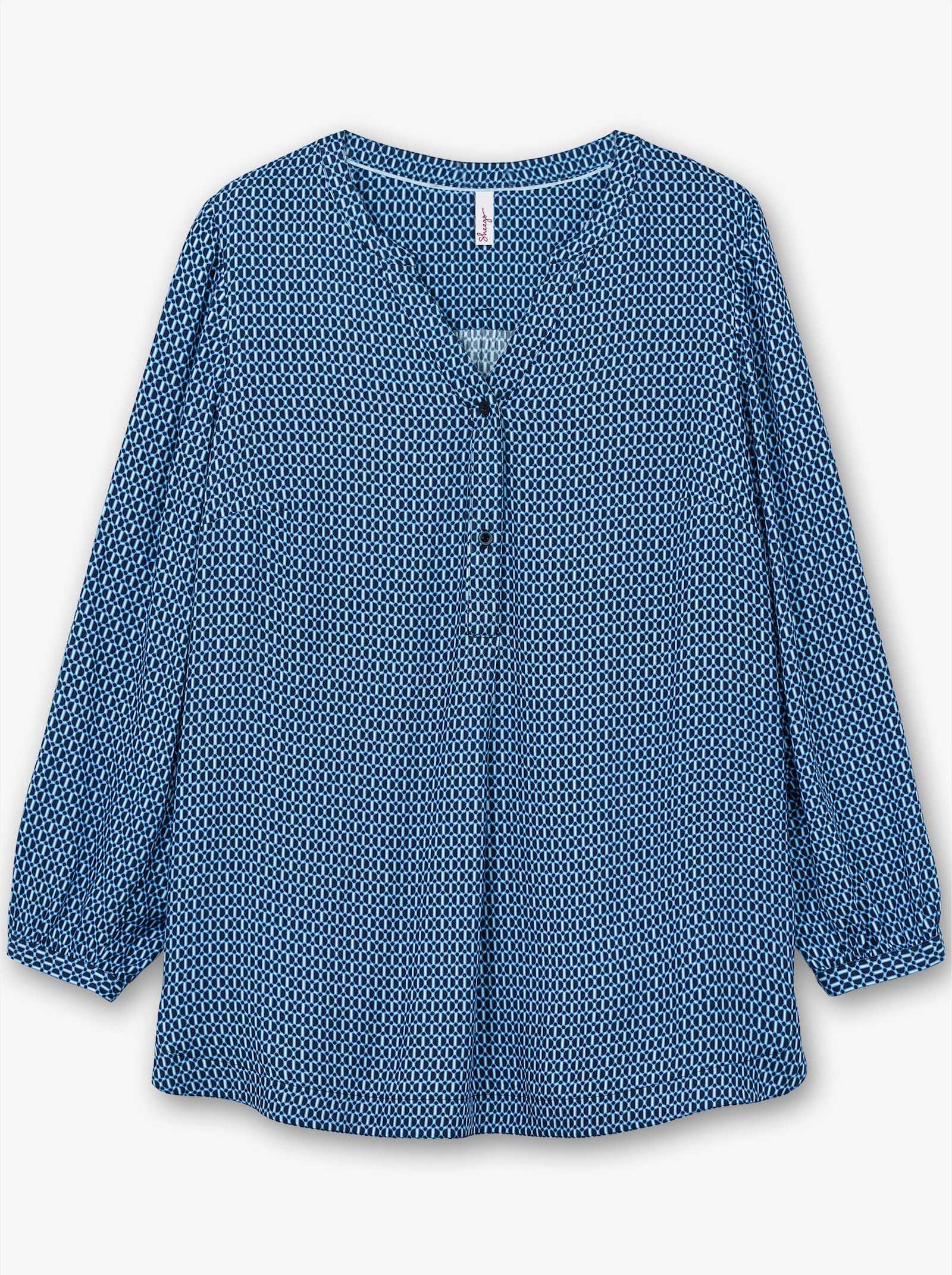 sheego Tunika mit Minimal-Druck, Longform - tiefblau-gemustert