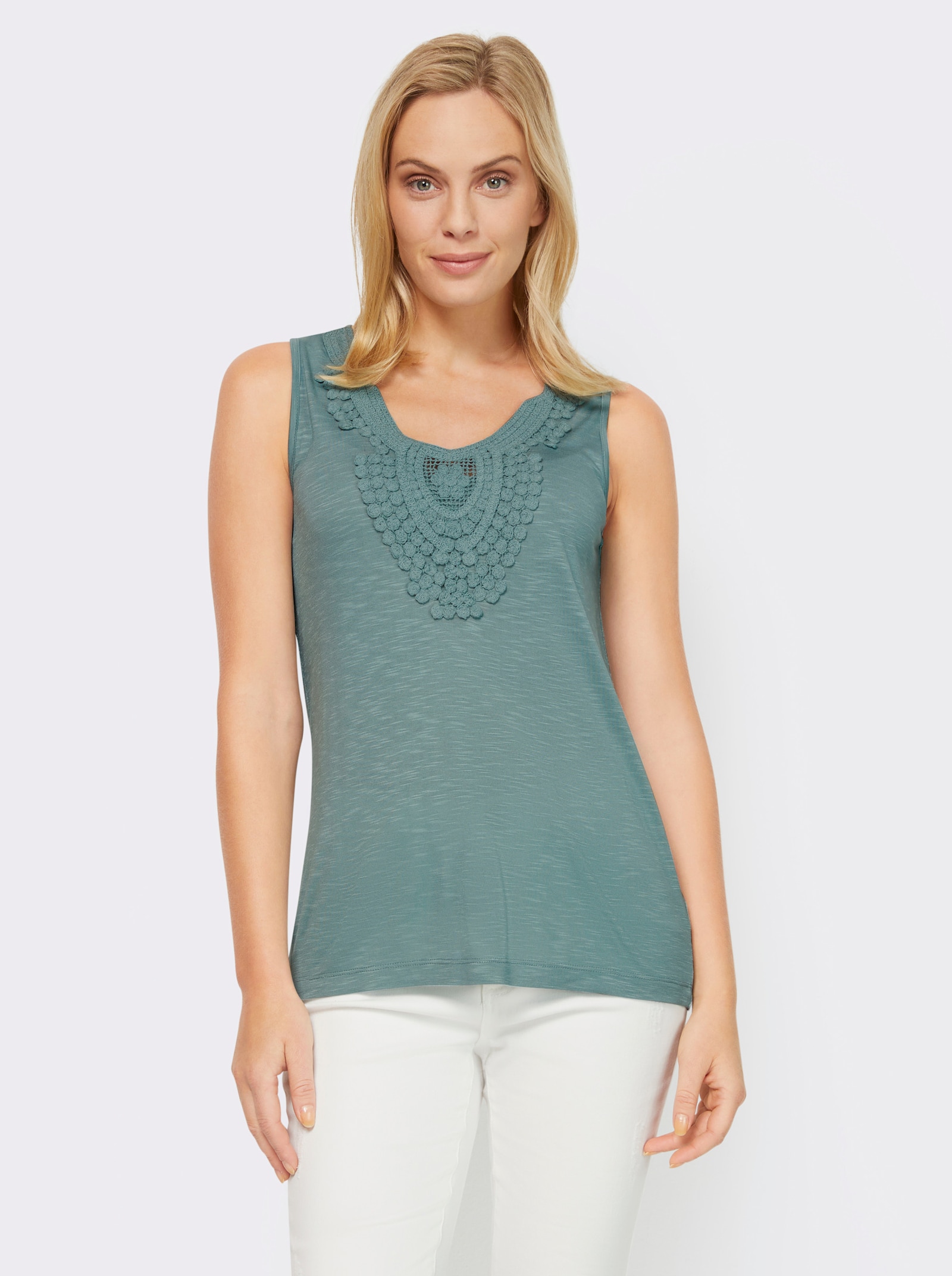 heine Shirttop met V-hals - jade
