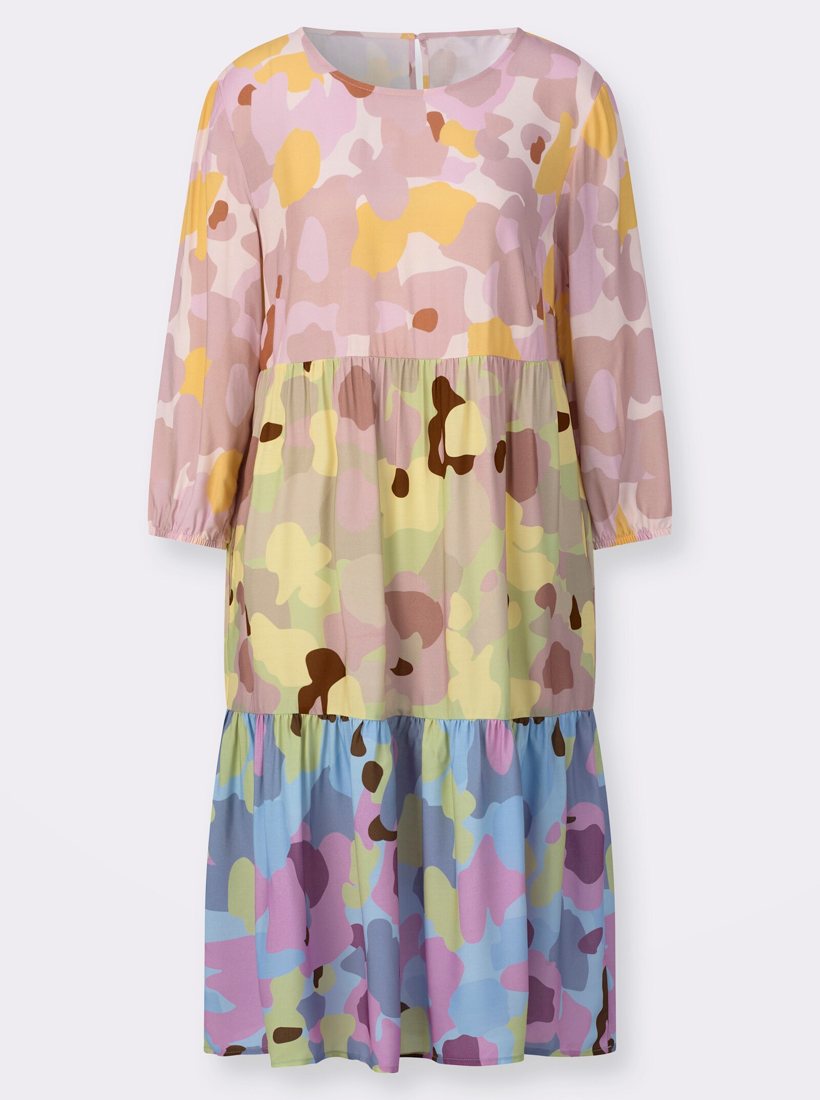 Sommerkleid in A-Linie - pistazie-hellblau-bedruckt