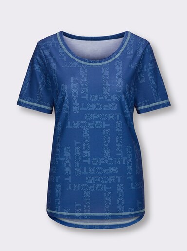 Funktionsshirt mit längerem Rückenteil - royalblau-bedruckt
