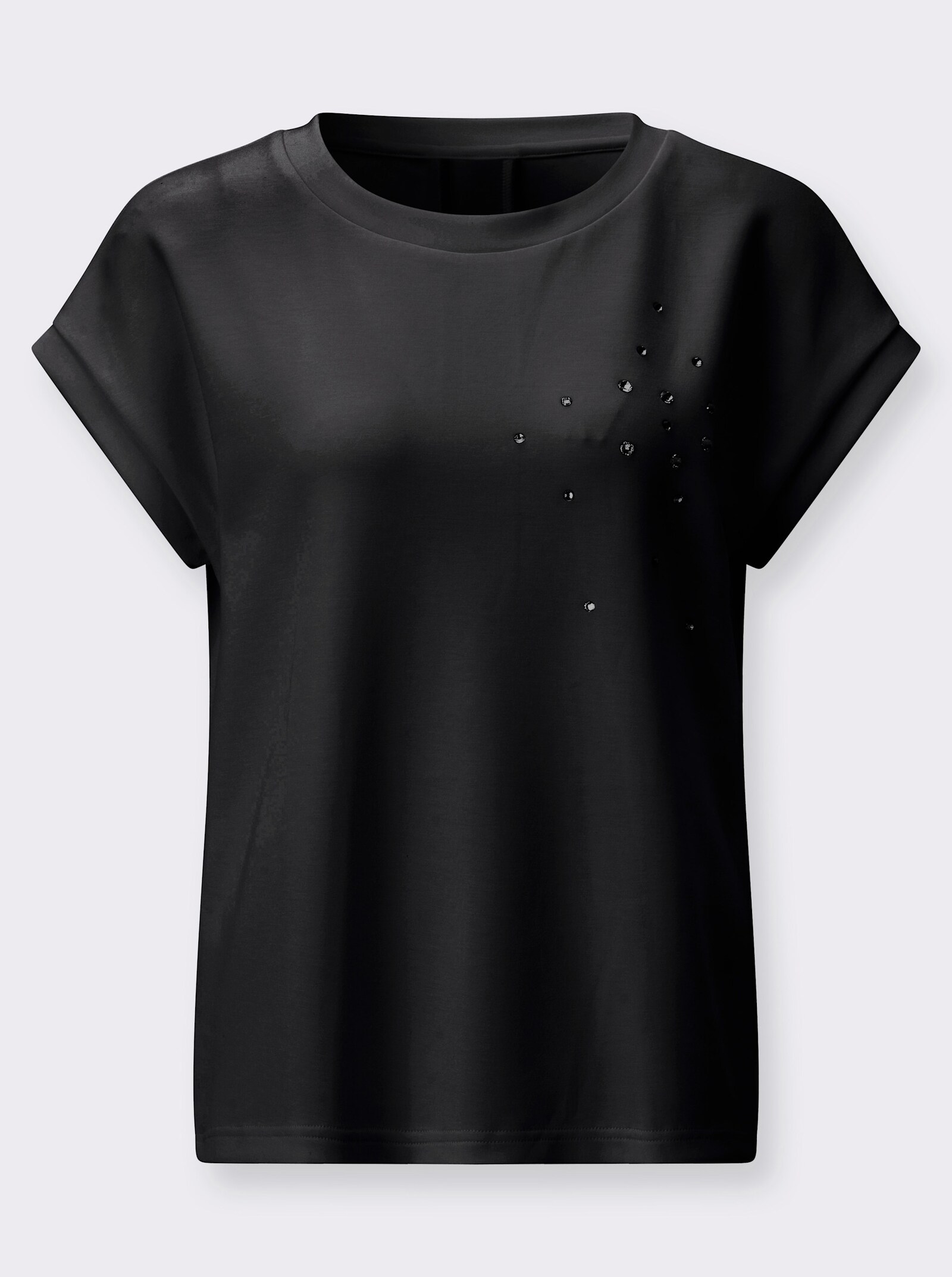 Sweatshirt mit Glitzersteinchen-Verzierung - schwarz