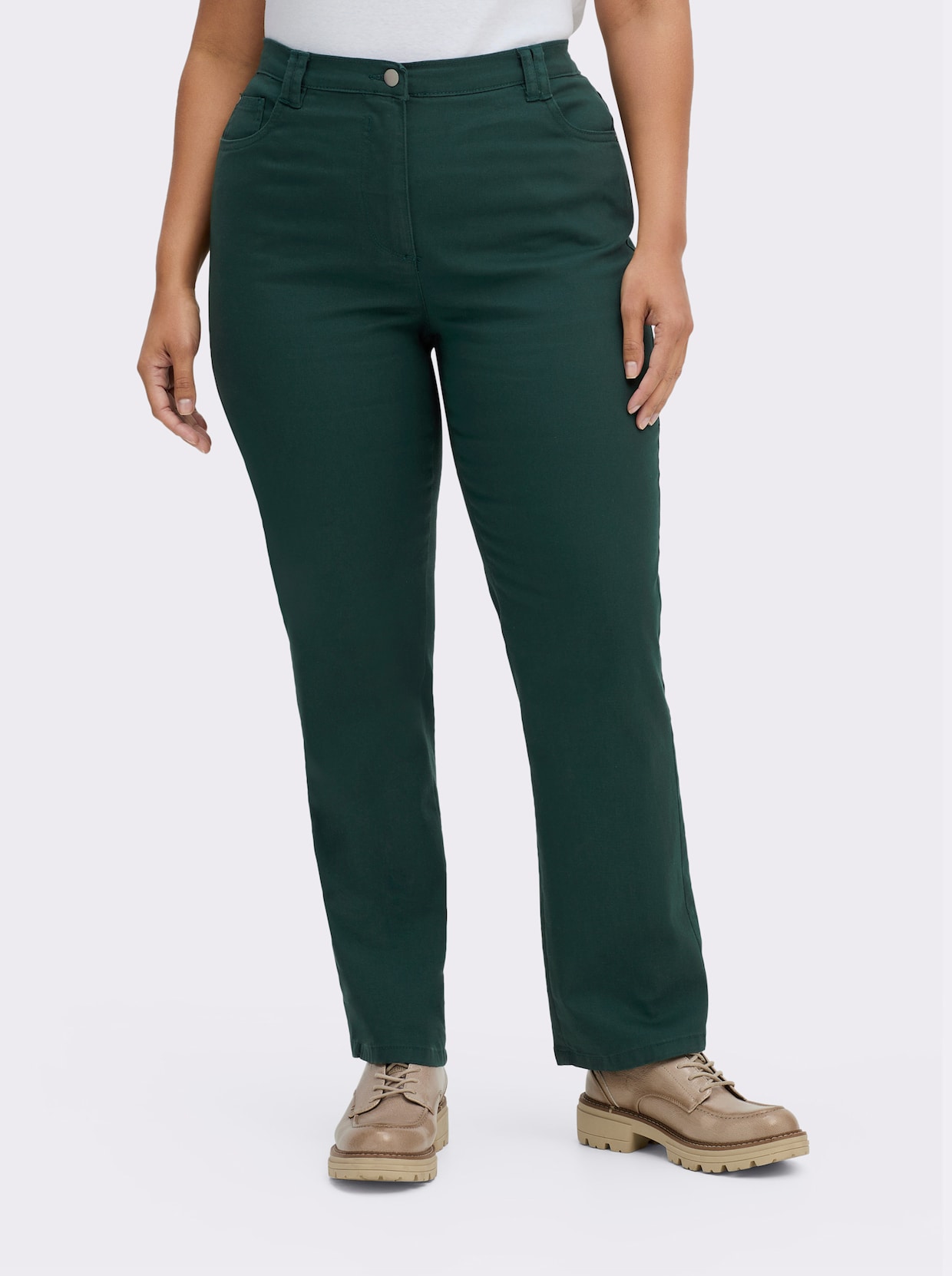 Stretch-Hose mit Nieten an den Taschen - tannengrün