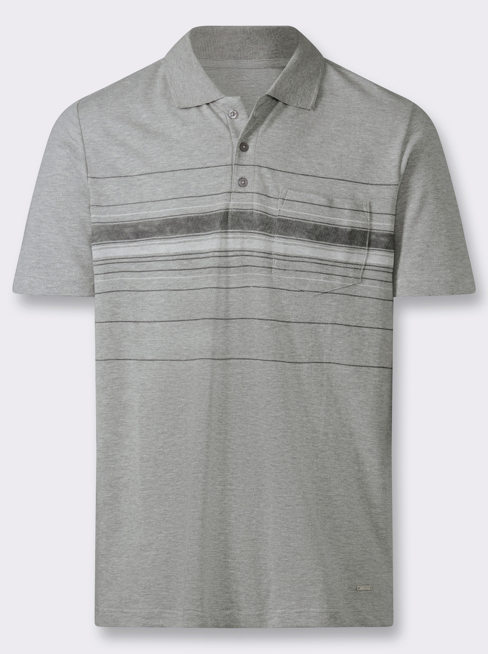Marco Donati Kurzarmshirt in Pikee-Qualität - grau-meliert