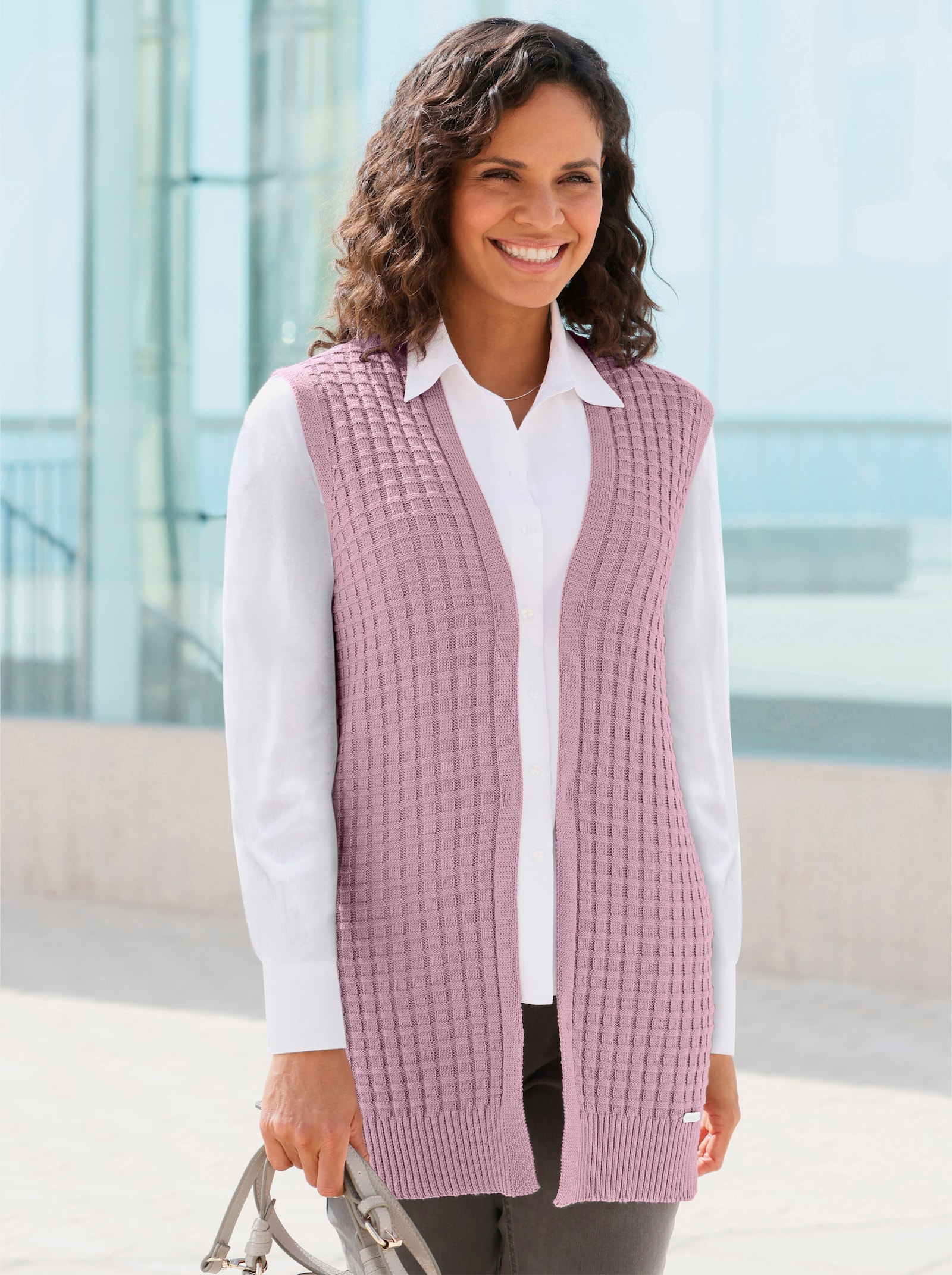Mouwloos vest met glad rugpand - mauve