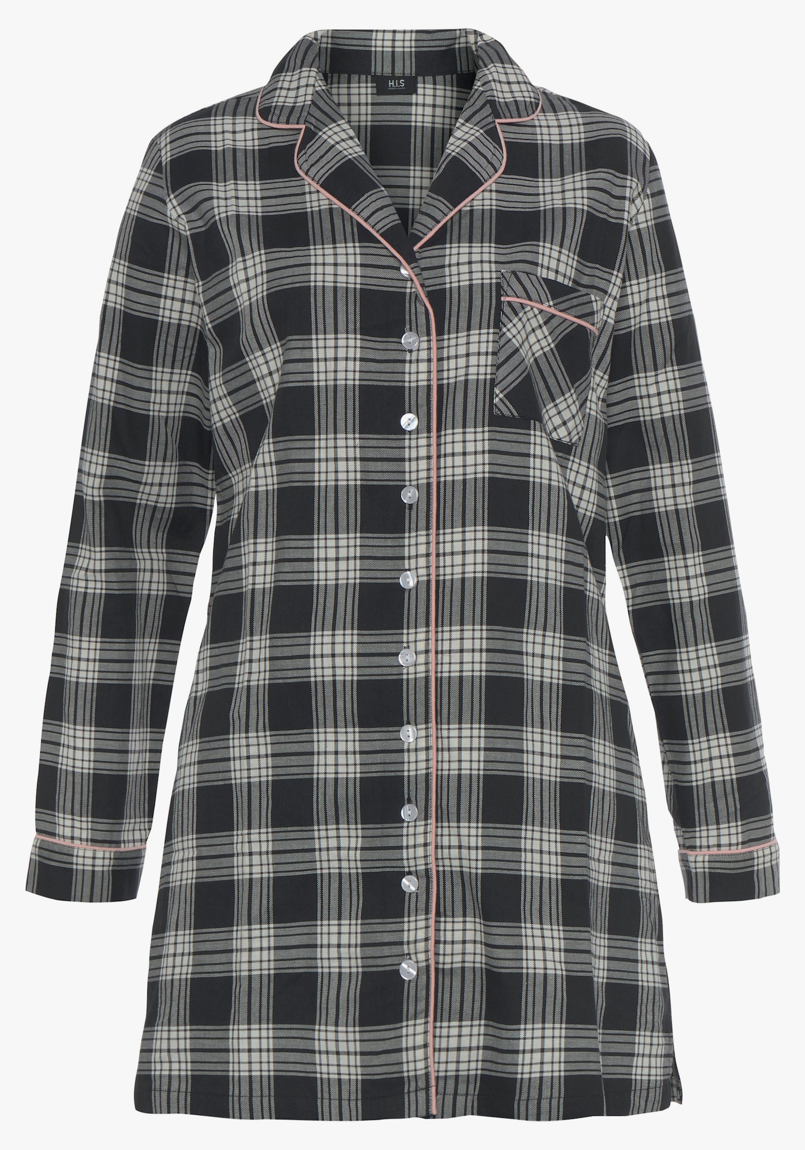 H.I.S Nachthemd - schwarz-kariert