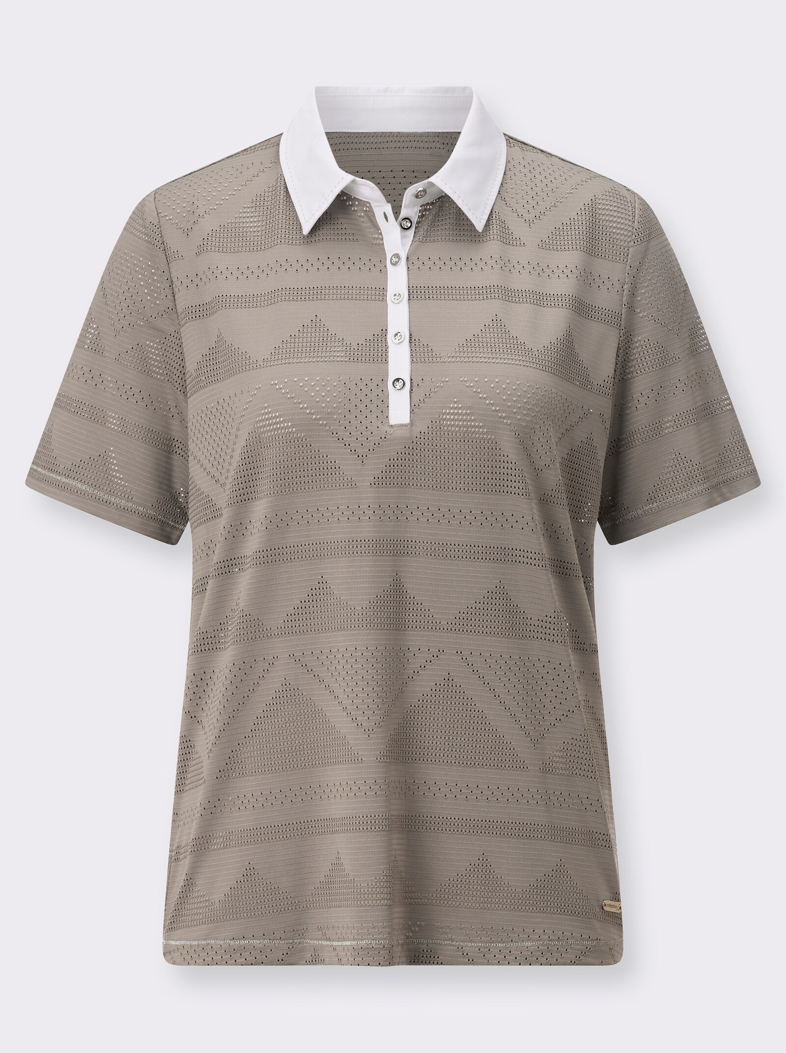 Poloshirt mit Jacquard-Muster - taupe