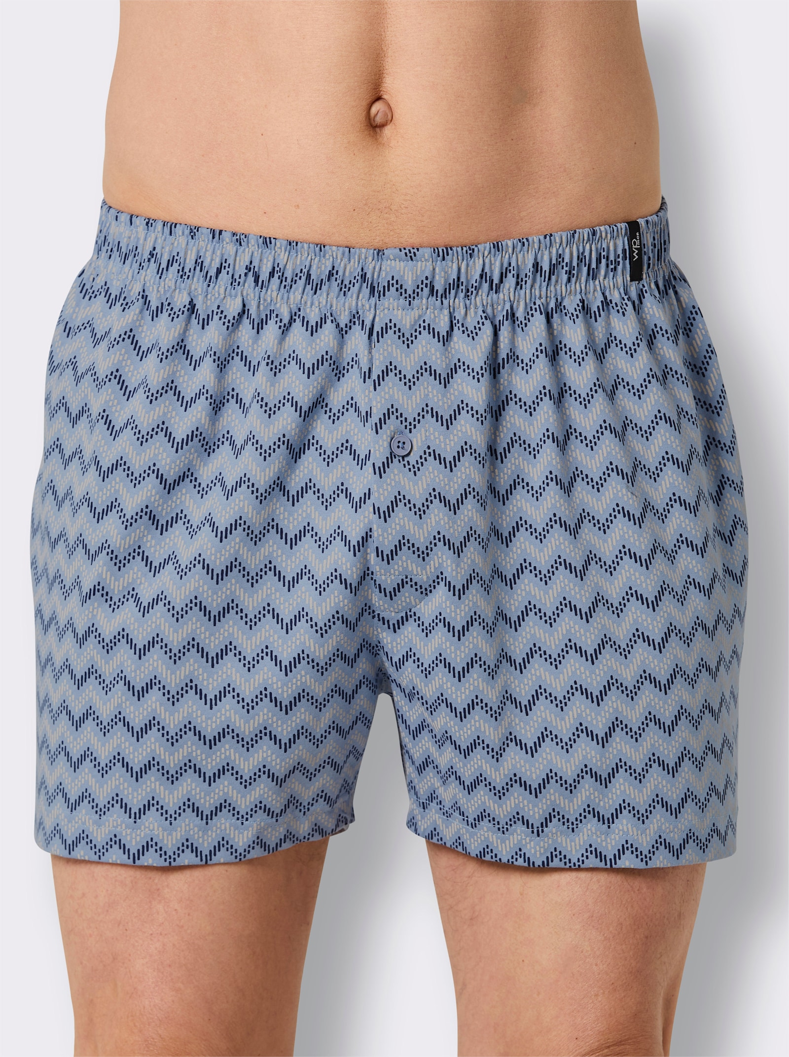 wäschepur men Boxershorts - bleu-bedruckt + grau-bedruckt