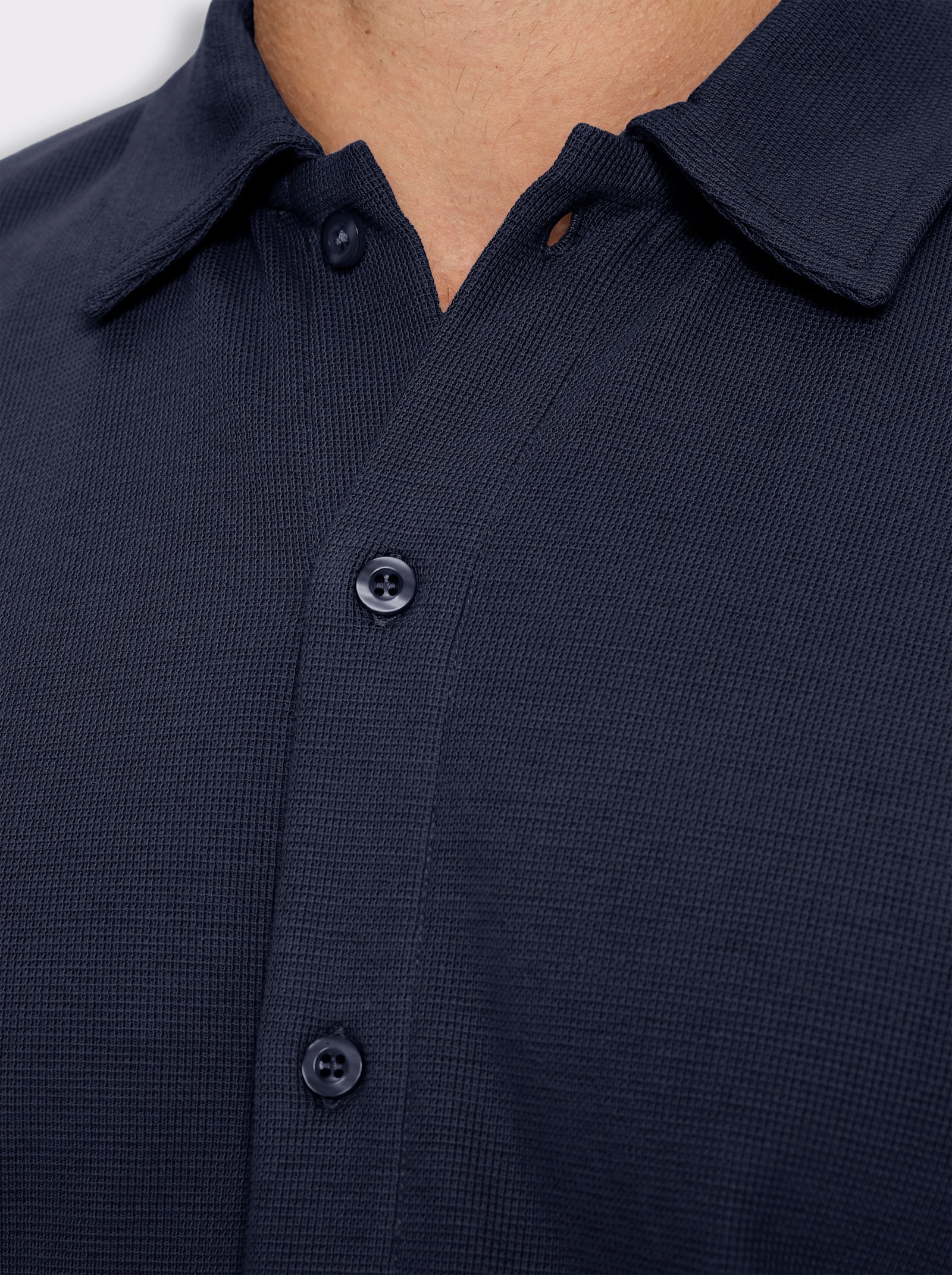 Marco Donati Kurzarmshirt mit Waffel-Struktur, Baumwolle - marine