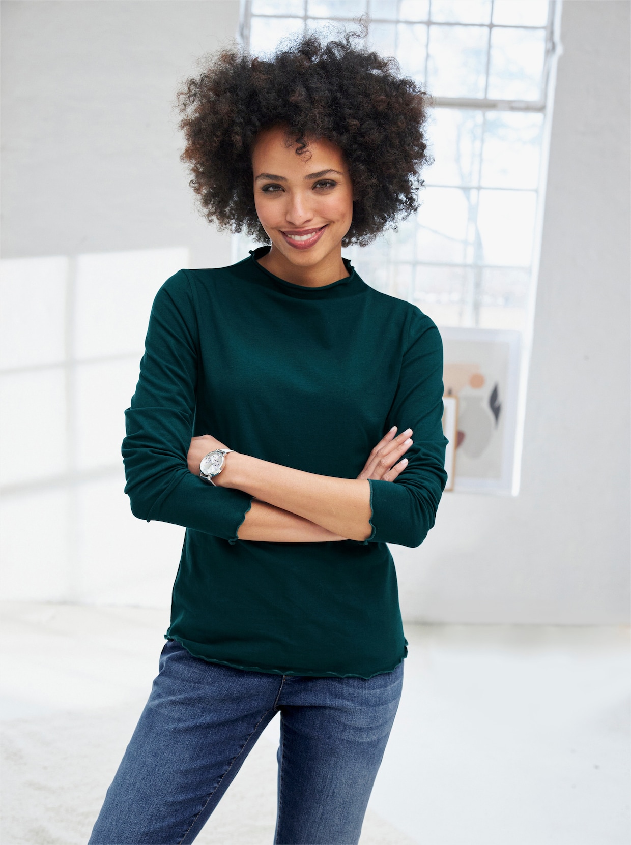 heine Shirt met lange mouwen - petrol