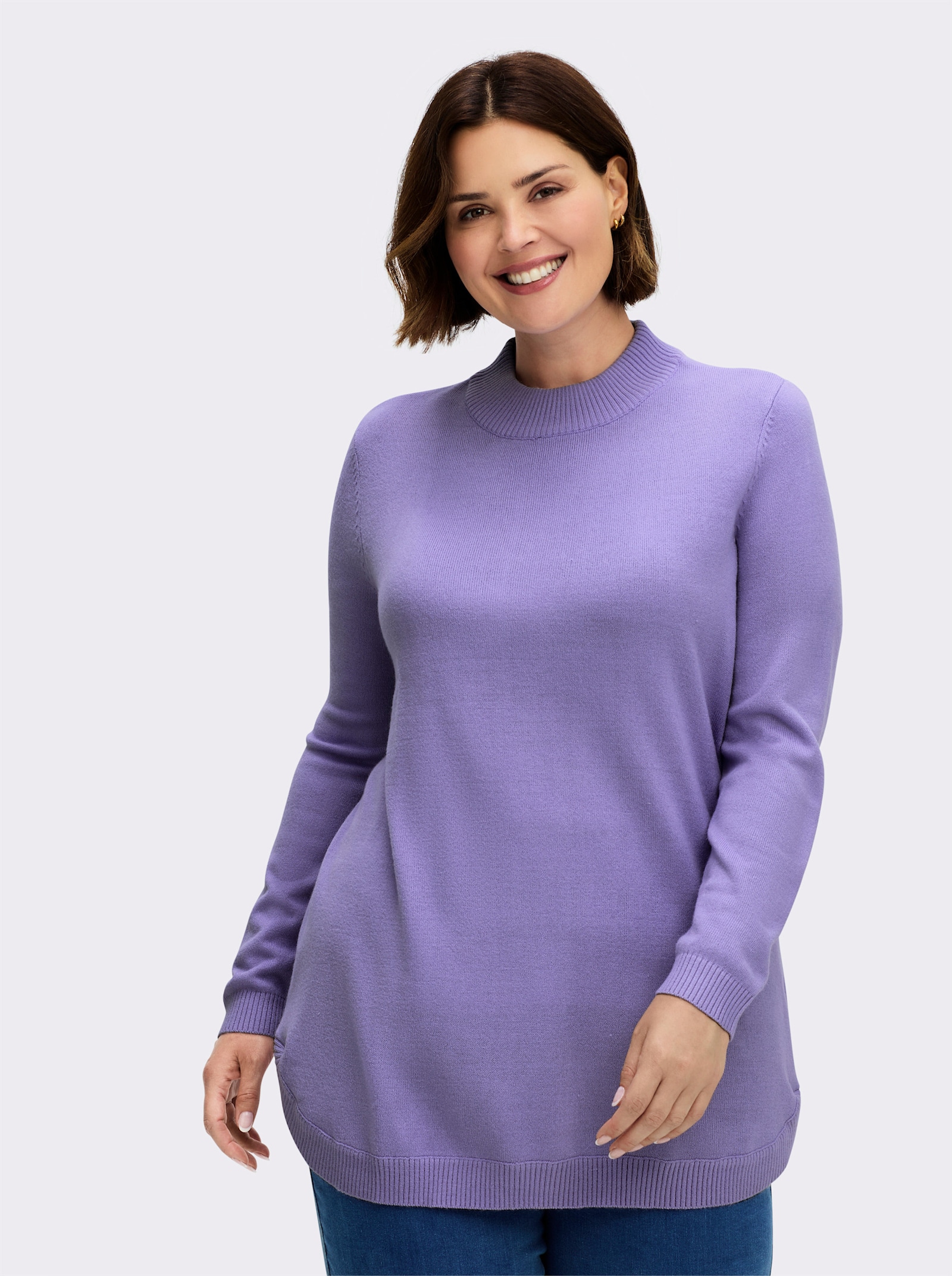 Pullover mit abgerundetem Saum - lavendel