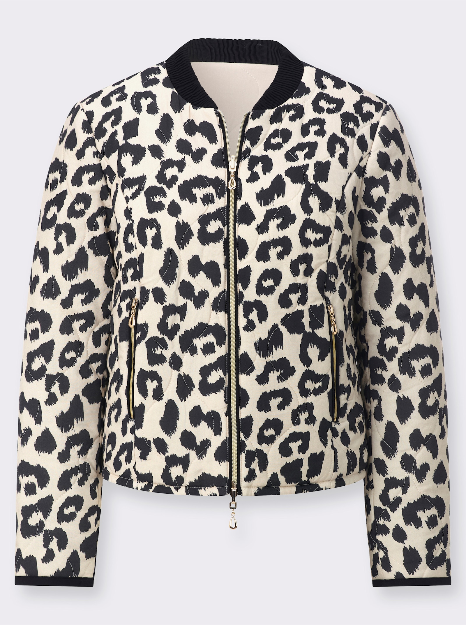 Wendejacke in modischer Blouson-Form - sand-schwarz-bedruckt