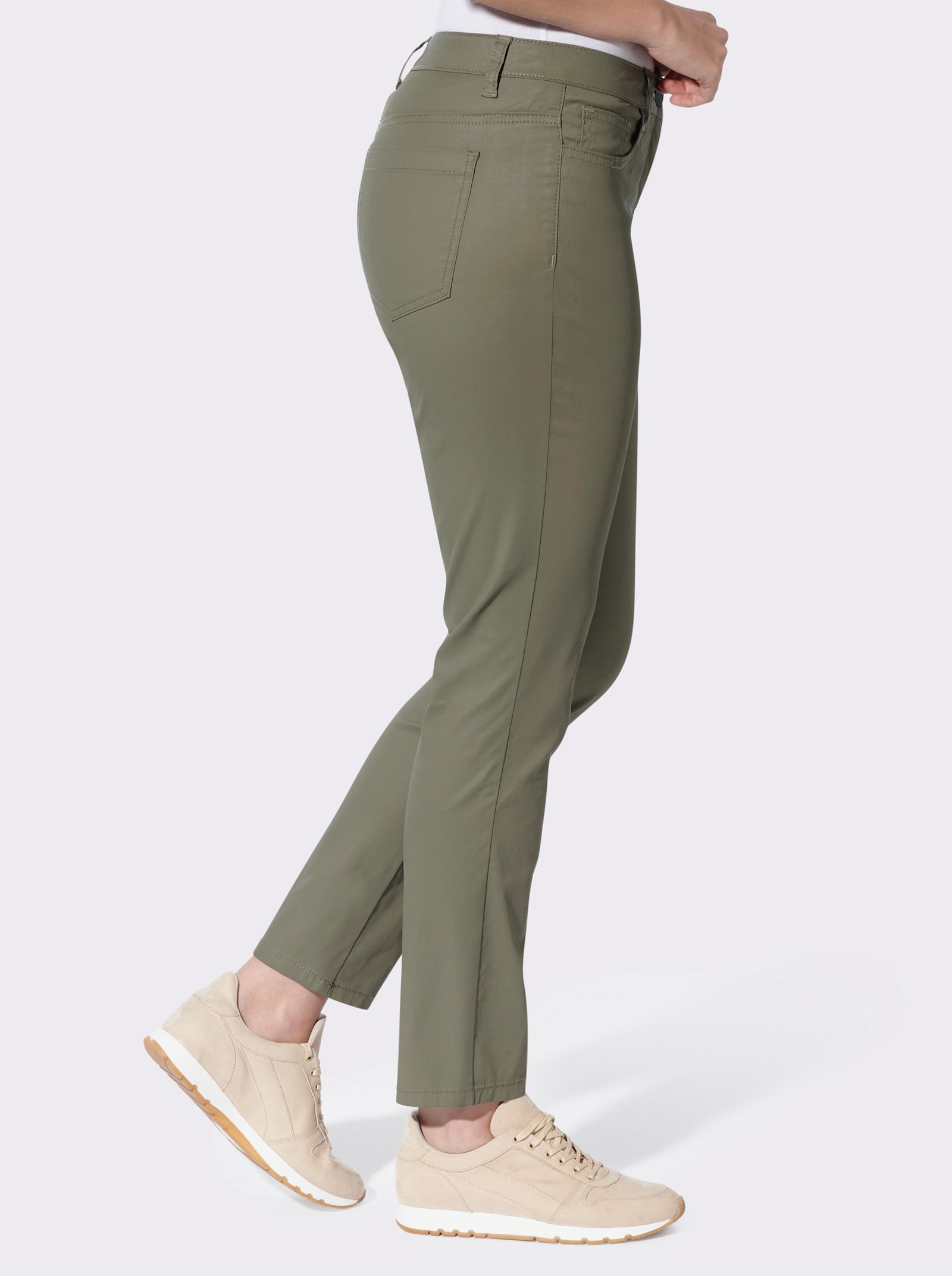 heine 5-Pocket-Hose mit Glanz-Beschichtung - khaki