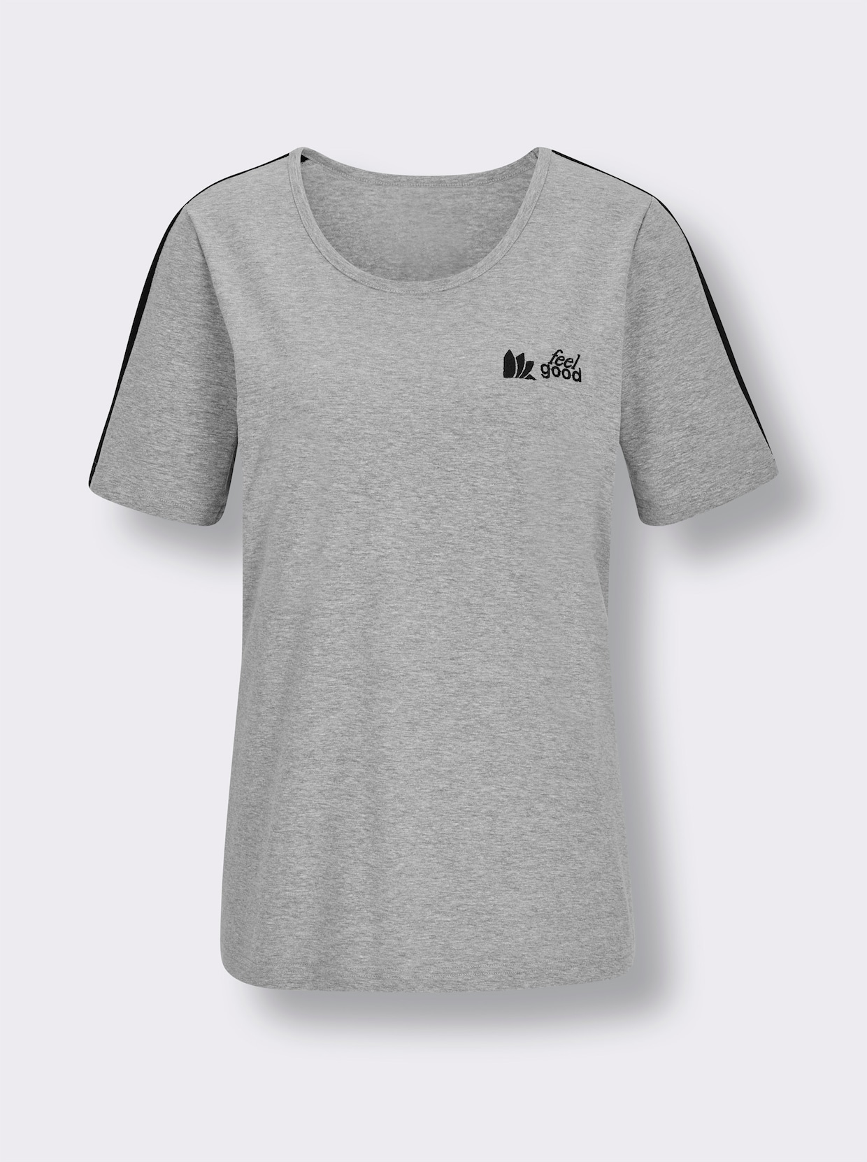feel good Shirt - grau-meliert-schwarz