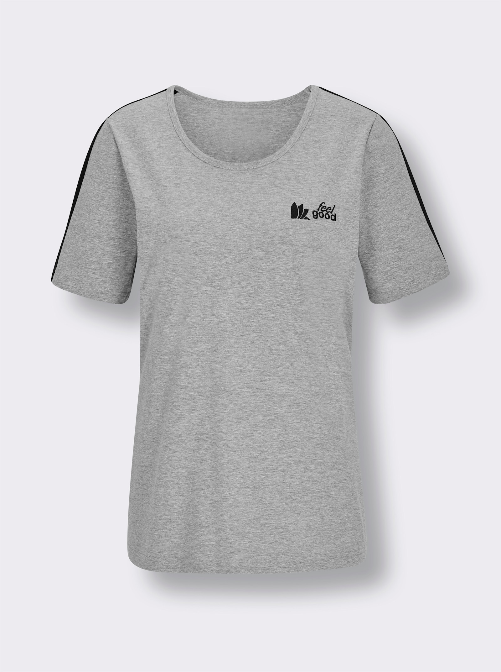 feel good Shirt - grau-meliert-schwarz