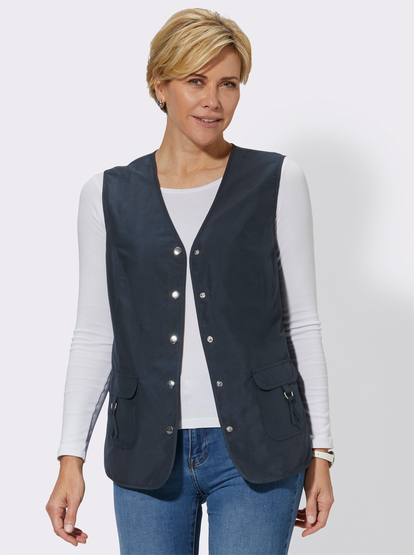 Gilet met drukknopen - marine