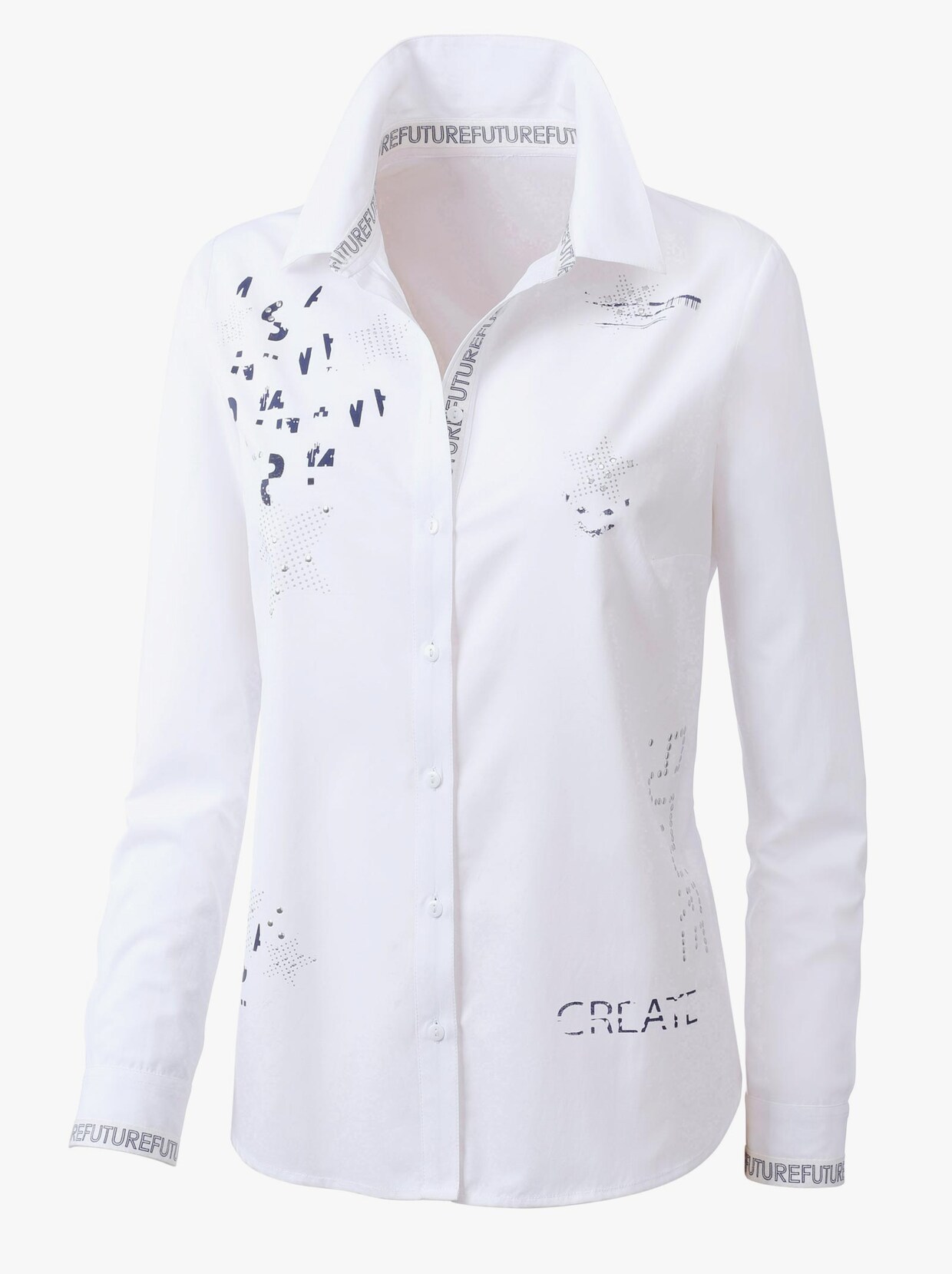 Druckbluse - ecru-bedruckt
