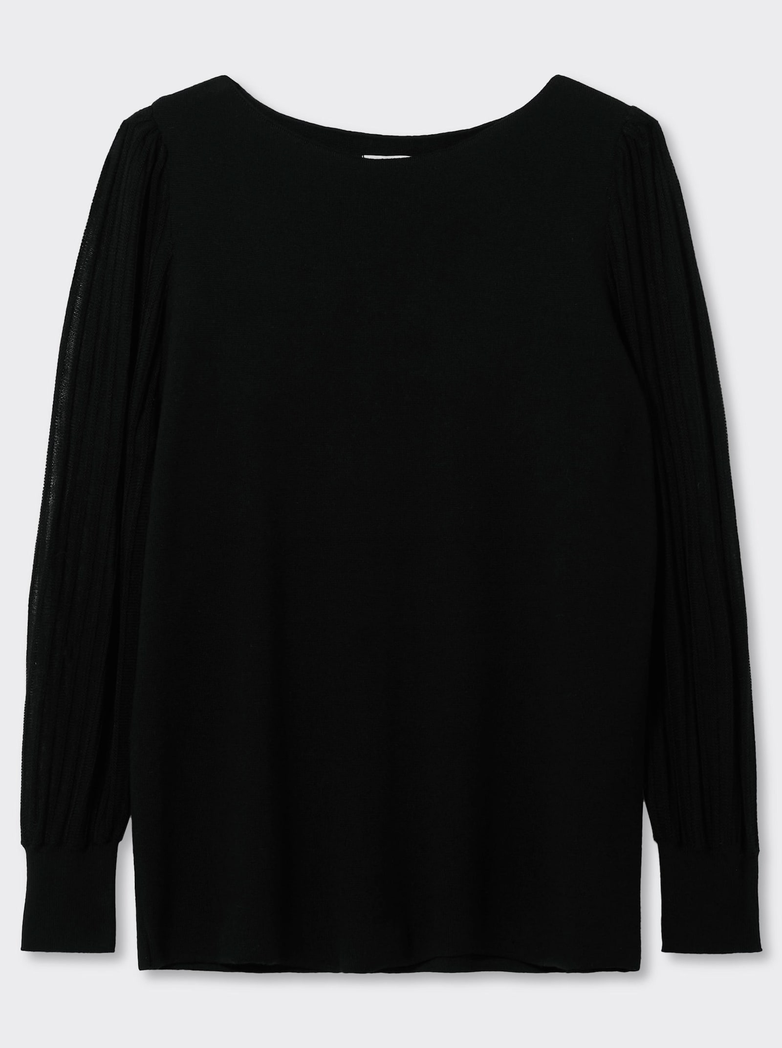 sheego Langarm-Pullover mit Ballonärmeln - schwarz