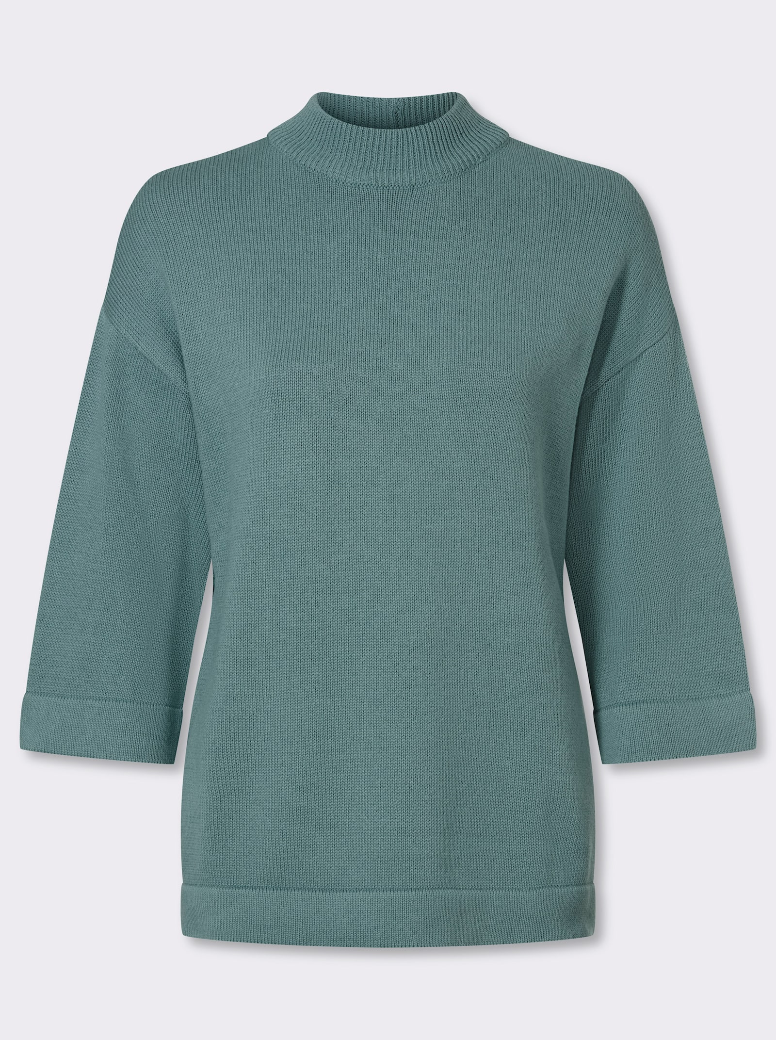 Stehkragenpullover mit 3/4-Ärmeln - jade