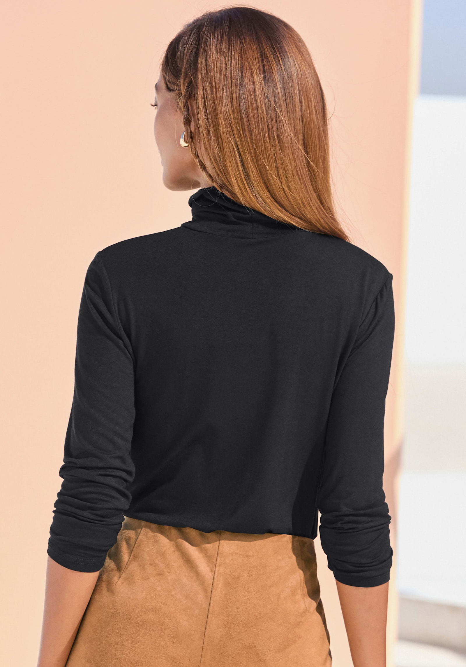 LASCANA Colshirt - zwart