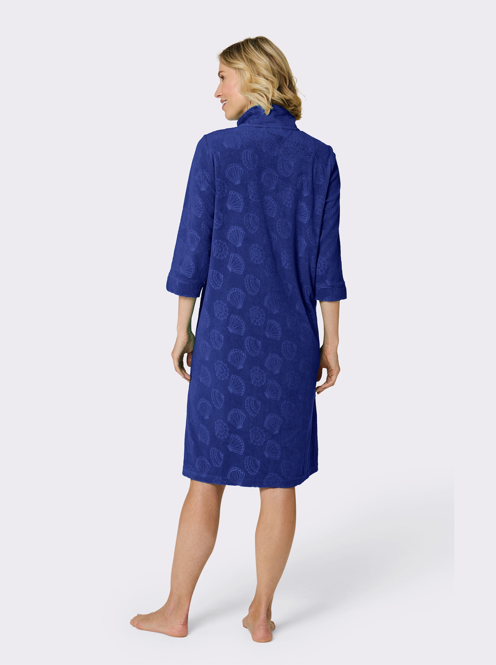 feel good Bademantel mit Strukturmuster - royalblau